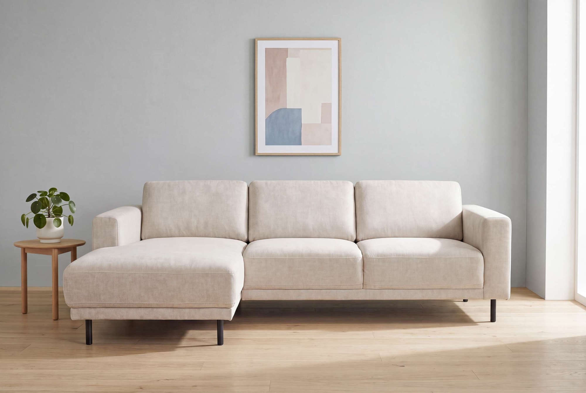 OTTO home Ecksofa "Sveeva, L-Form, B.238 cm, schwarze Metallfüße" langlebiger Webstoff, mit Wellenunterfederung, viele Farben
