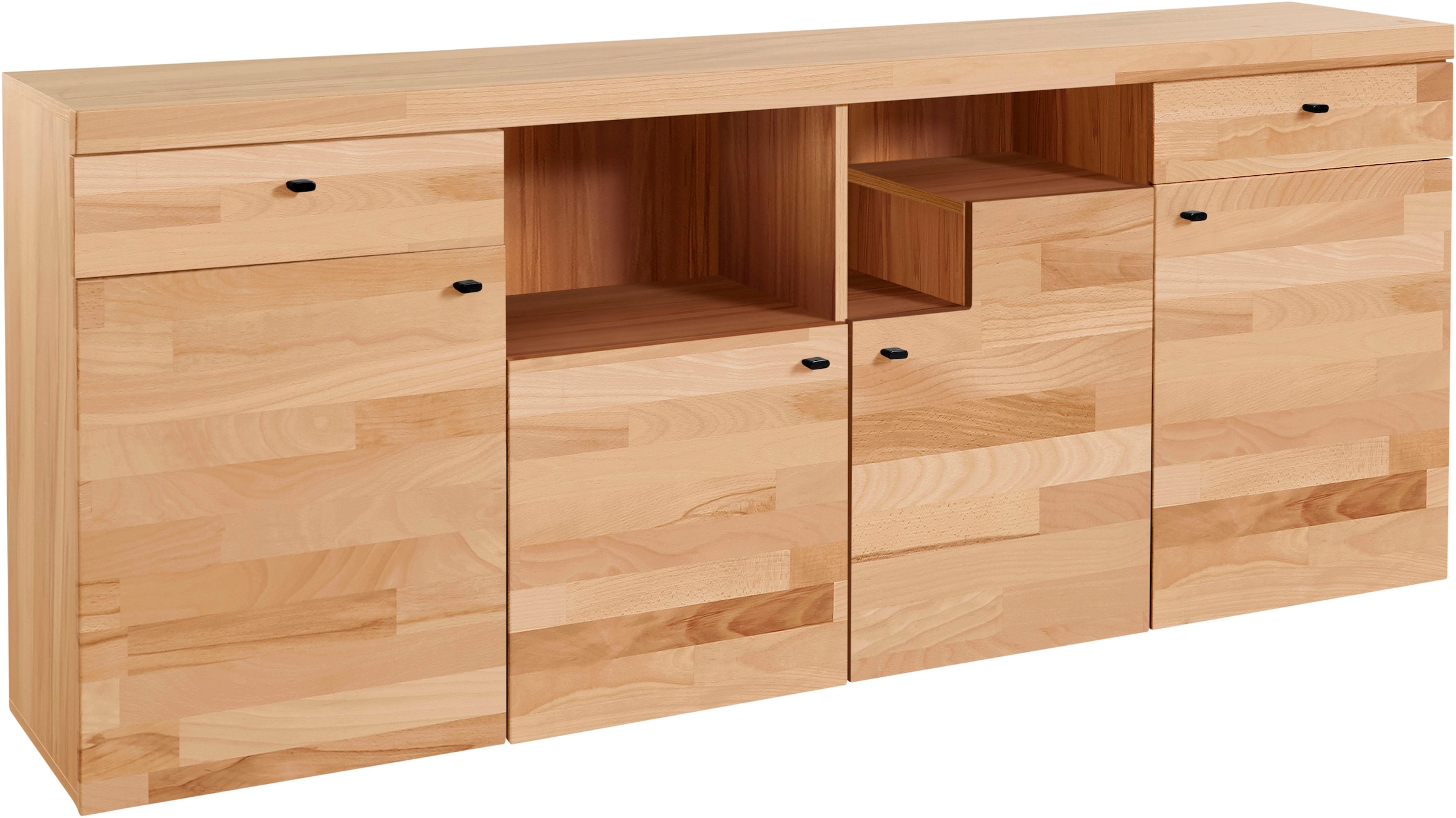 Home affaire Sideboard "Divupe", Kommode Breite 186 cm, Fronten aus Massivholz, FSC-zertifiziert