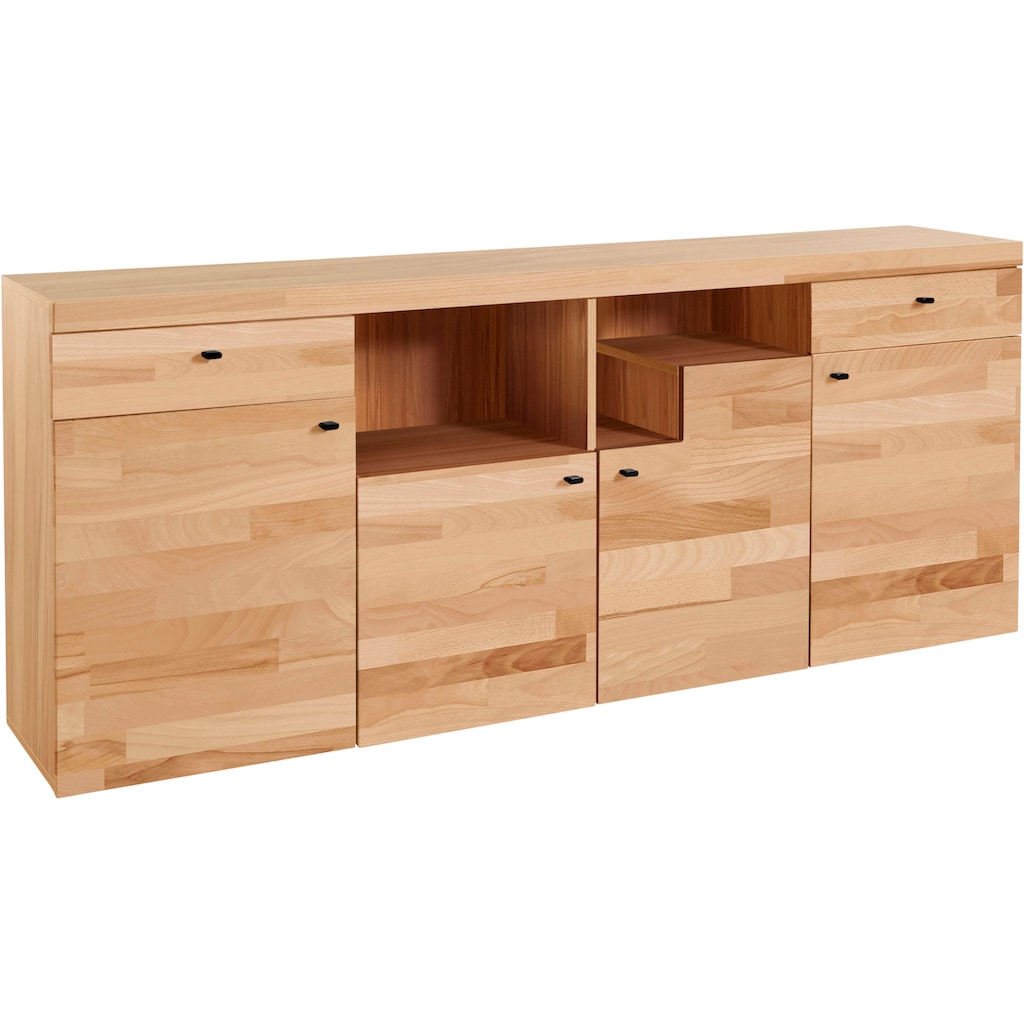 Home affaire Sideboard »Divupe«, Breite 186 cm, Fronten aus Massivholz, FSC®-zertifiziert