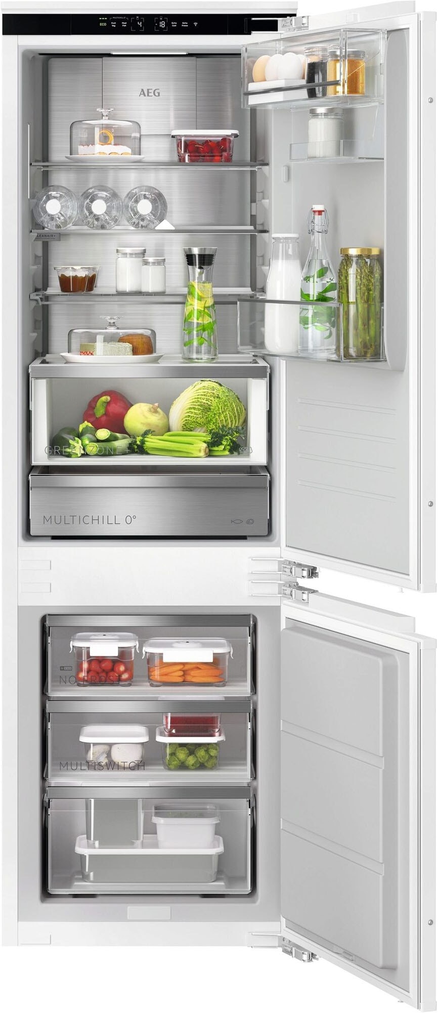 AEG Einbaukühlgefrierkombination "TC9VS181BC", Rechtsanschlag, silber, Kühlschränke, MultiChill-Null-Grad-Schublade -3C bis +5C wählbar, WiFi, NoFrost