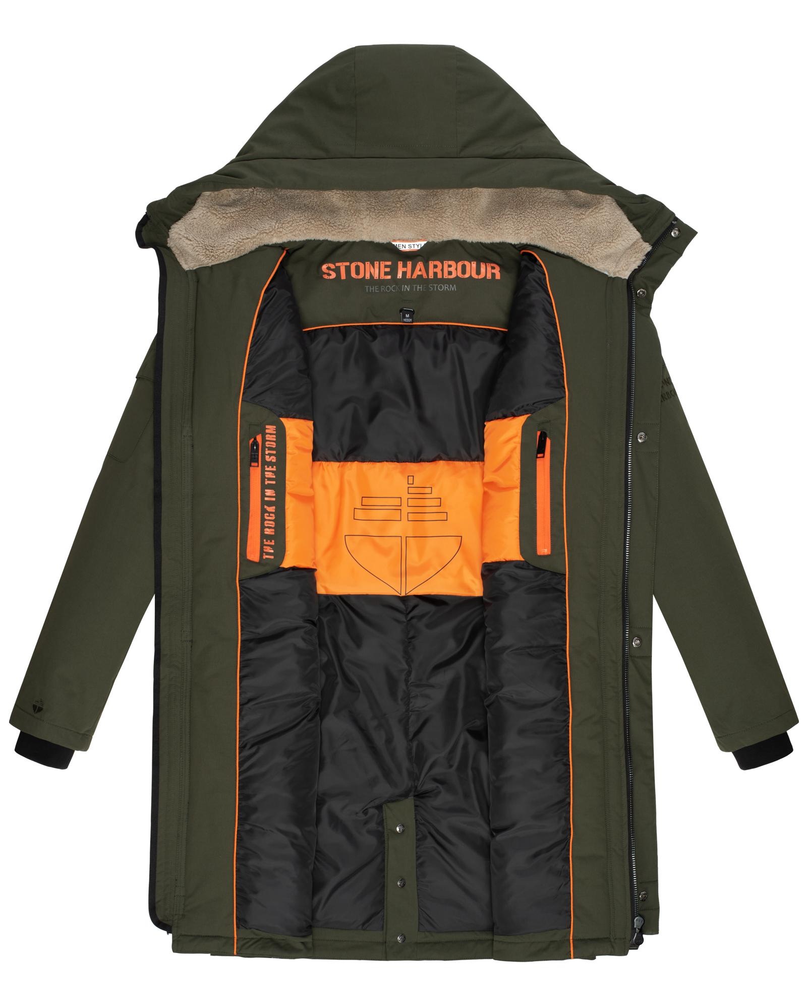 Stone Harbour Wintermantel »Cyriaan XX«, Langer Herren Winterparka mit großen Eingrifftaschen