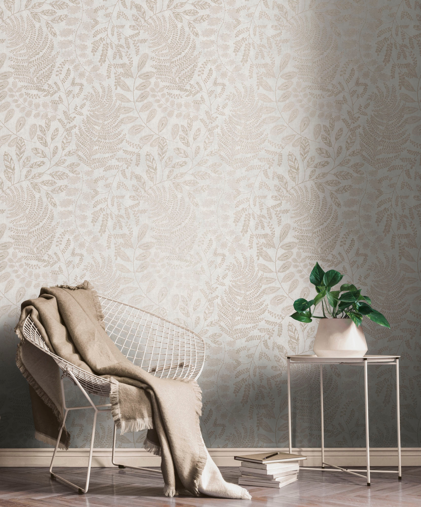 A.S. Création 1100000002199 "THE BOS Blätter Floral" gemustert matt neutral glatt Florale Tapete Tapete Floral Tapeten Wohnzimmer Schlafzimmer Küche