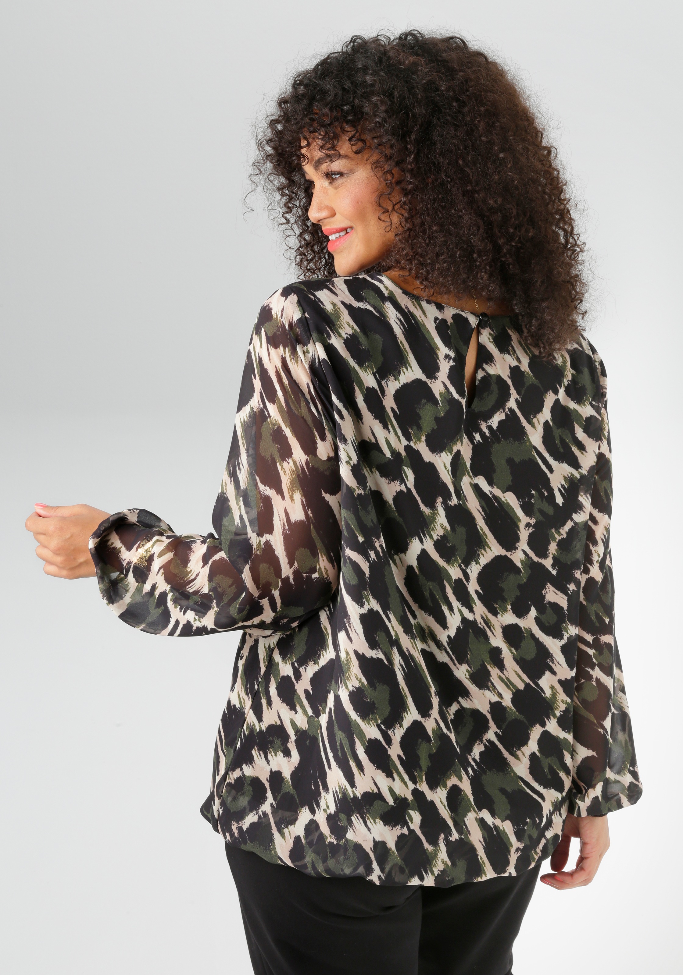 Aniston PLUS Schlupfbluse mit blickdichtem Jerseyfutter günstig online kaufen