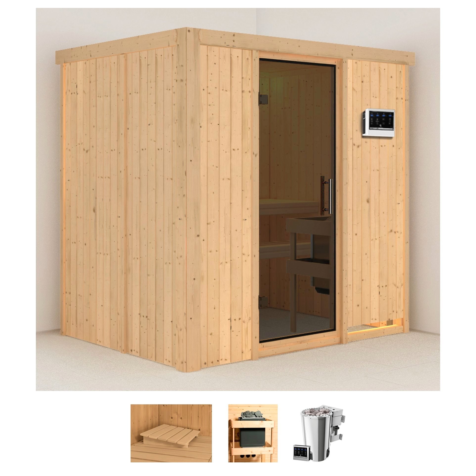 Karibu 1100000002199 "Finja" Set, Ofen 3,6 kW Bio-Ofen externe Strg. easy