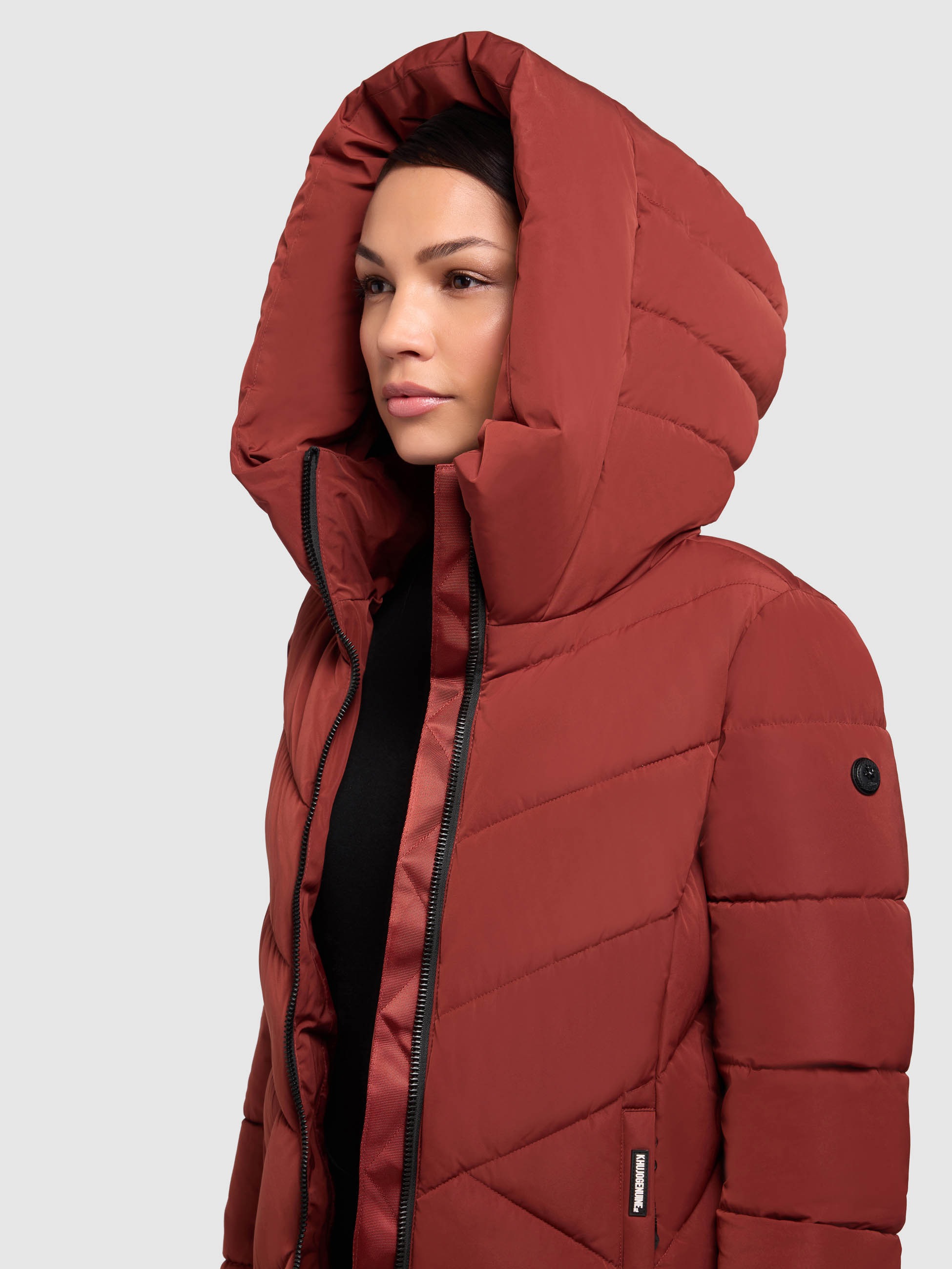 Steppmantel KHUJO "DARKA2", Damen, Gr. S, dunkelrot, 100% Polyester, unifarben, regular fit, eingesetzt elastischer Bund, Mäntel Steppmantel 3