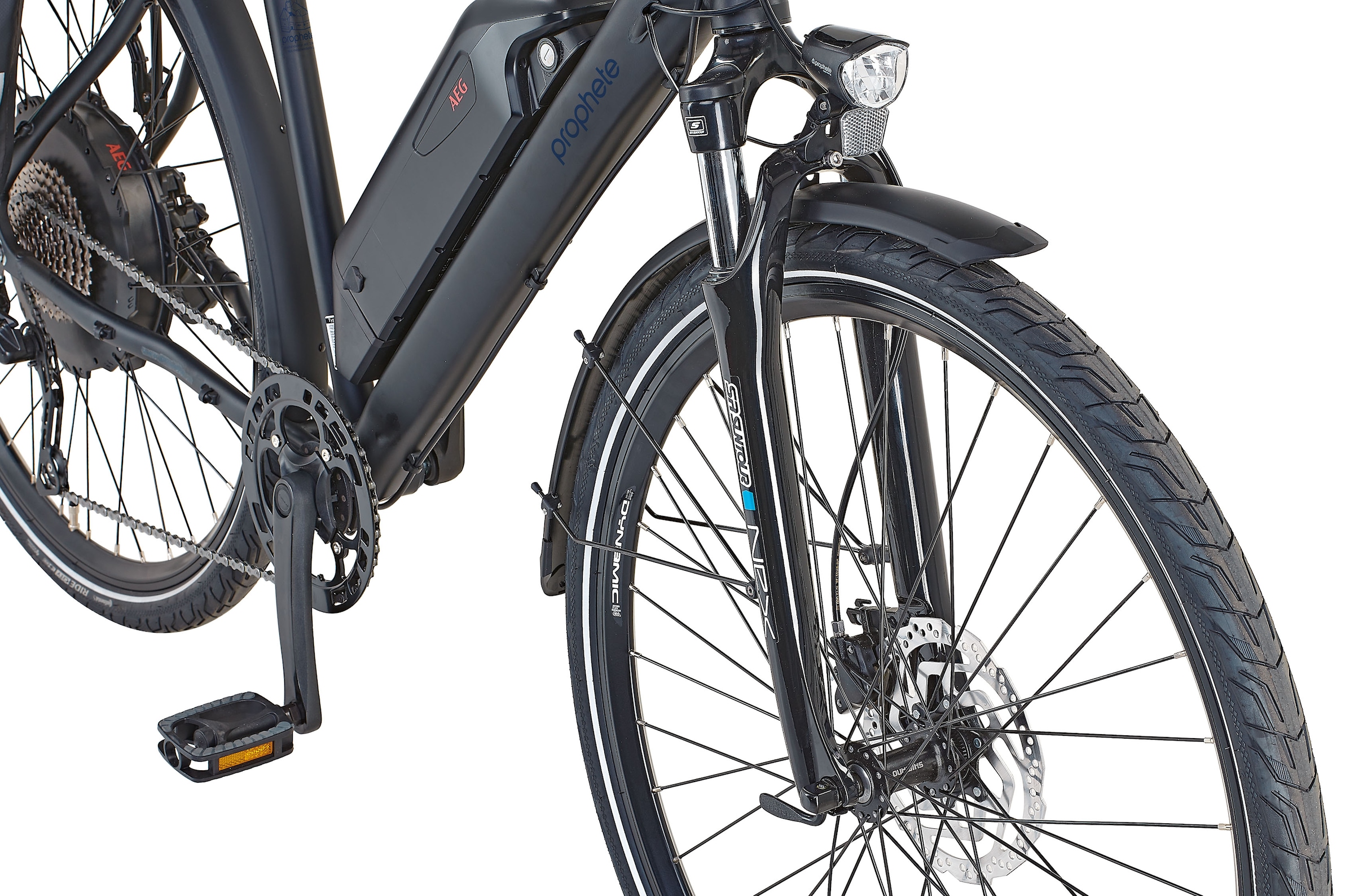 Prophete E-Bike »Prophete Entdecker e2000 Damen«, 10 Gang, Shimano, Deore XT, Heckmotor 250 W, (mit Gepäckträgertasche-mit Lenkertasche)