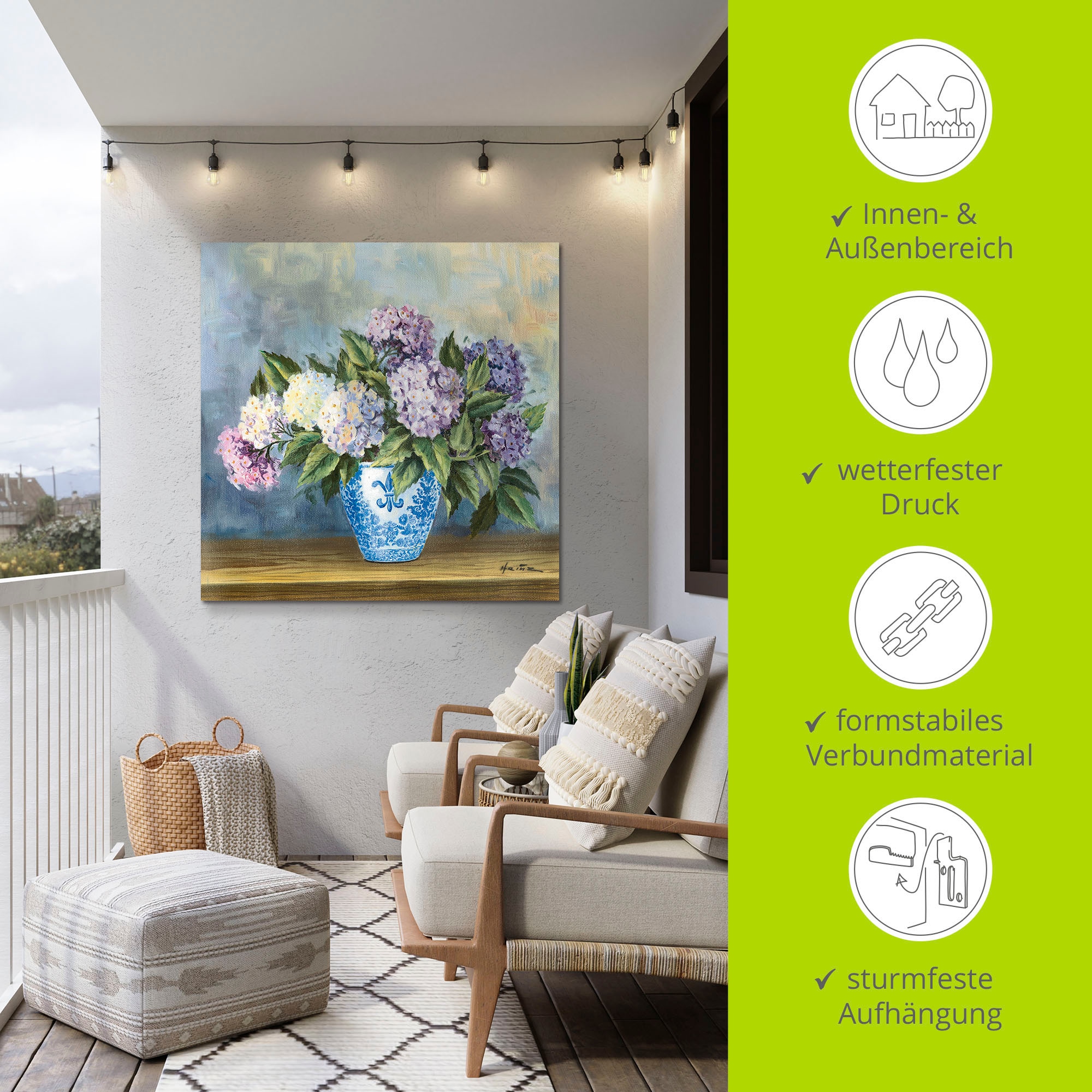 Artland Wandbild »Hortensien«, Blumenbilder, (1 St.), als Alubild, Outdoorbild, Leinwandbild in verschied. Größen
