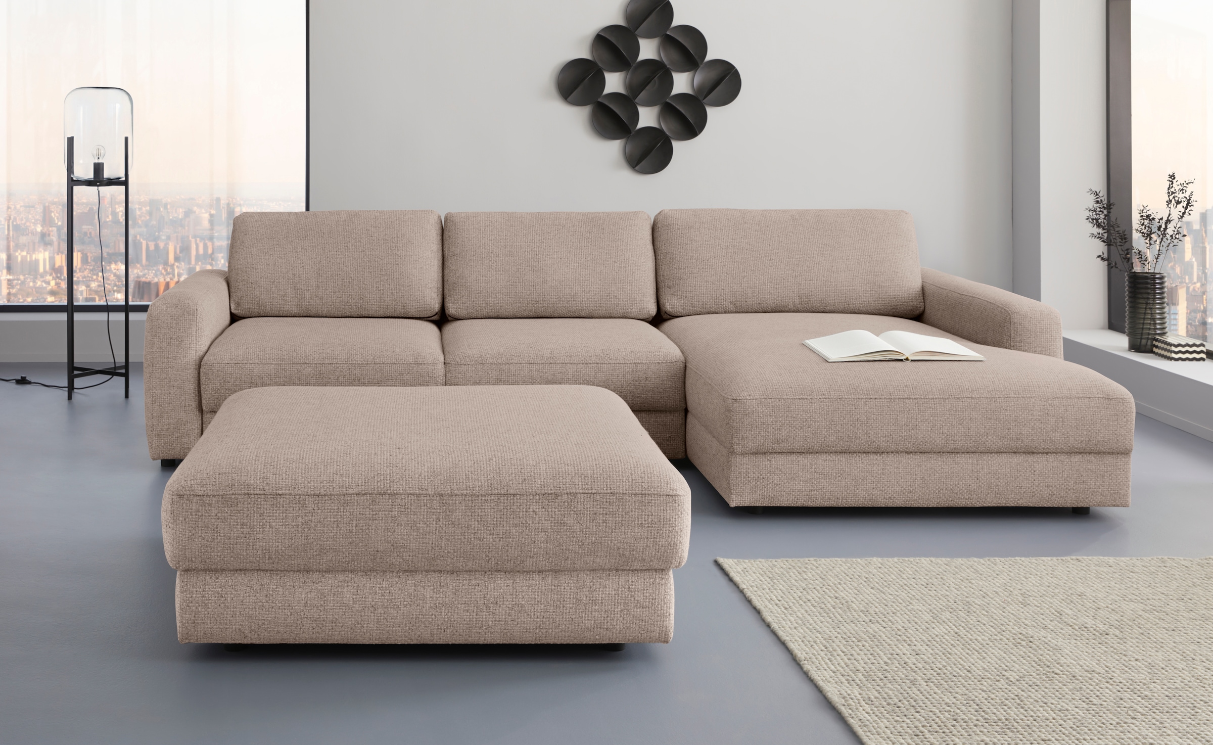 Home affaire Ecksofa "Bloomfield, bequem und elegant, Breite 303cm, L-Form" wahlweise mit Bettfunktion und Bettkasten, Unser Dauertiefpreis
