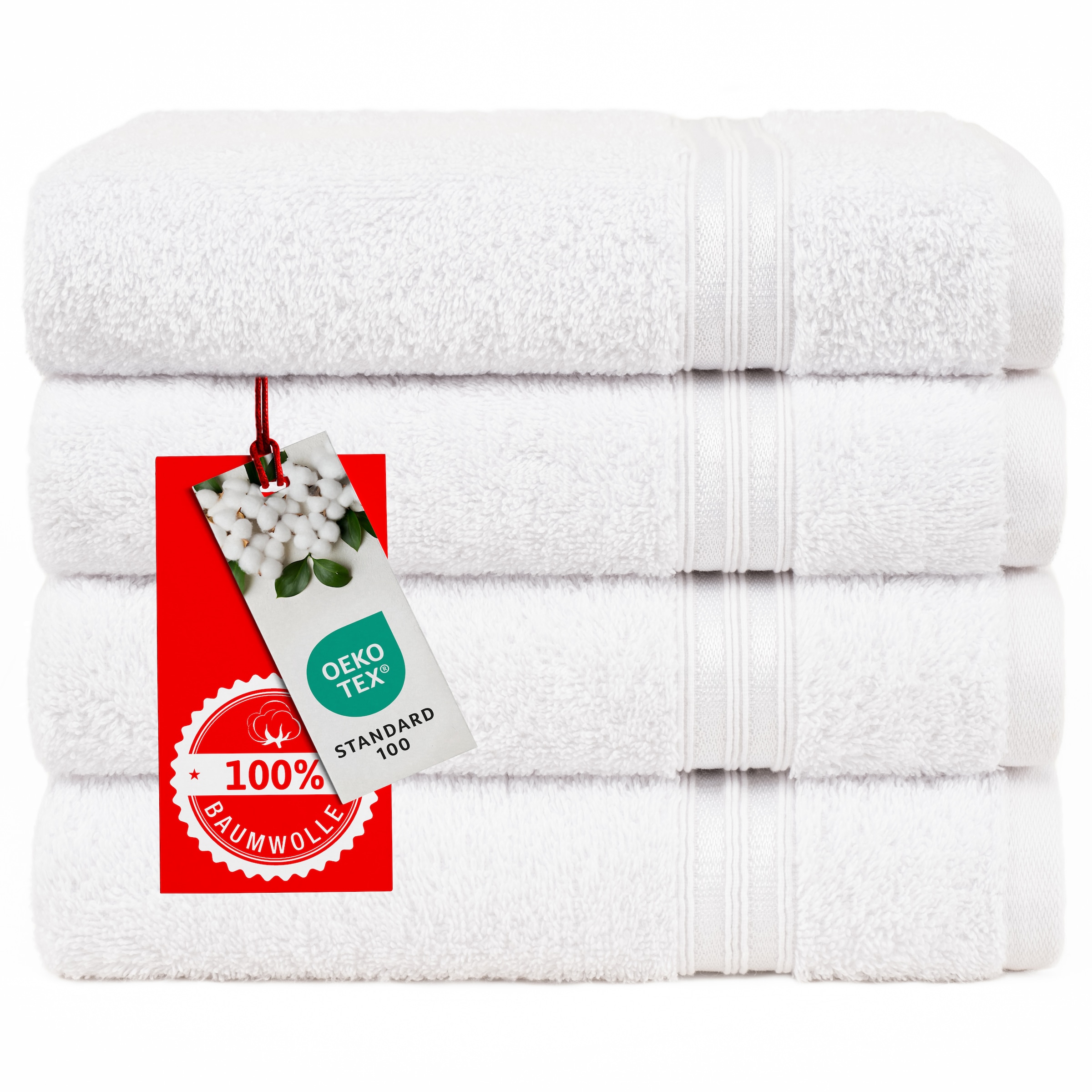 HAMMETEX Handtuch Set »4er Set Handtücher 50x100 cm, 100% Baumwolle, Weich & Saugstark«, (Set, 4 St., 4), mit Bordüre, einfarbig, weich