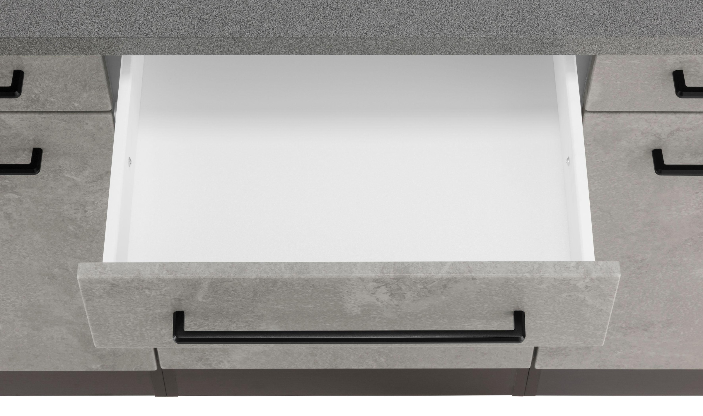 KOCHSTATION Küchenzeile »KS-Tulsa«, mit E-Geräten, Breite 210 cm, schwarze Metallgriffe, MDF Fronten