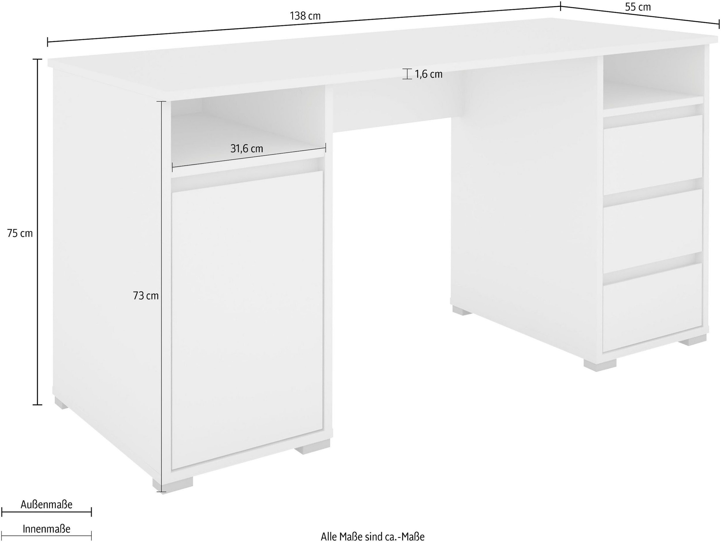 byLIVING Schreibtisch »Lobo«, Breite 138 cm