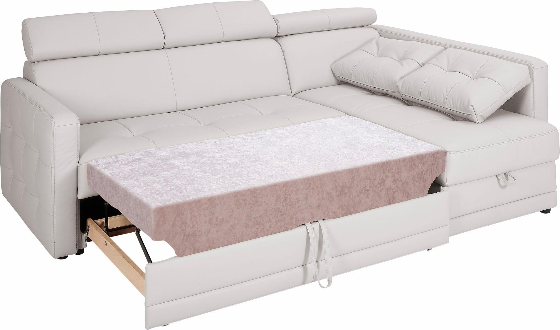exxpo - sofa fashion Ecksofa »Arles, bequeme Federkernunterfederung, OTTOs Choice, L-Form«, wahlweise mit Bettfunktion und Bettkasten, inkl. Kopfteilverstellung