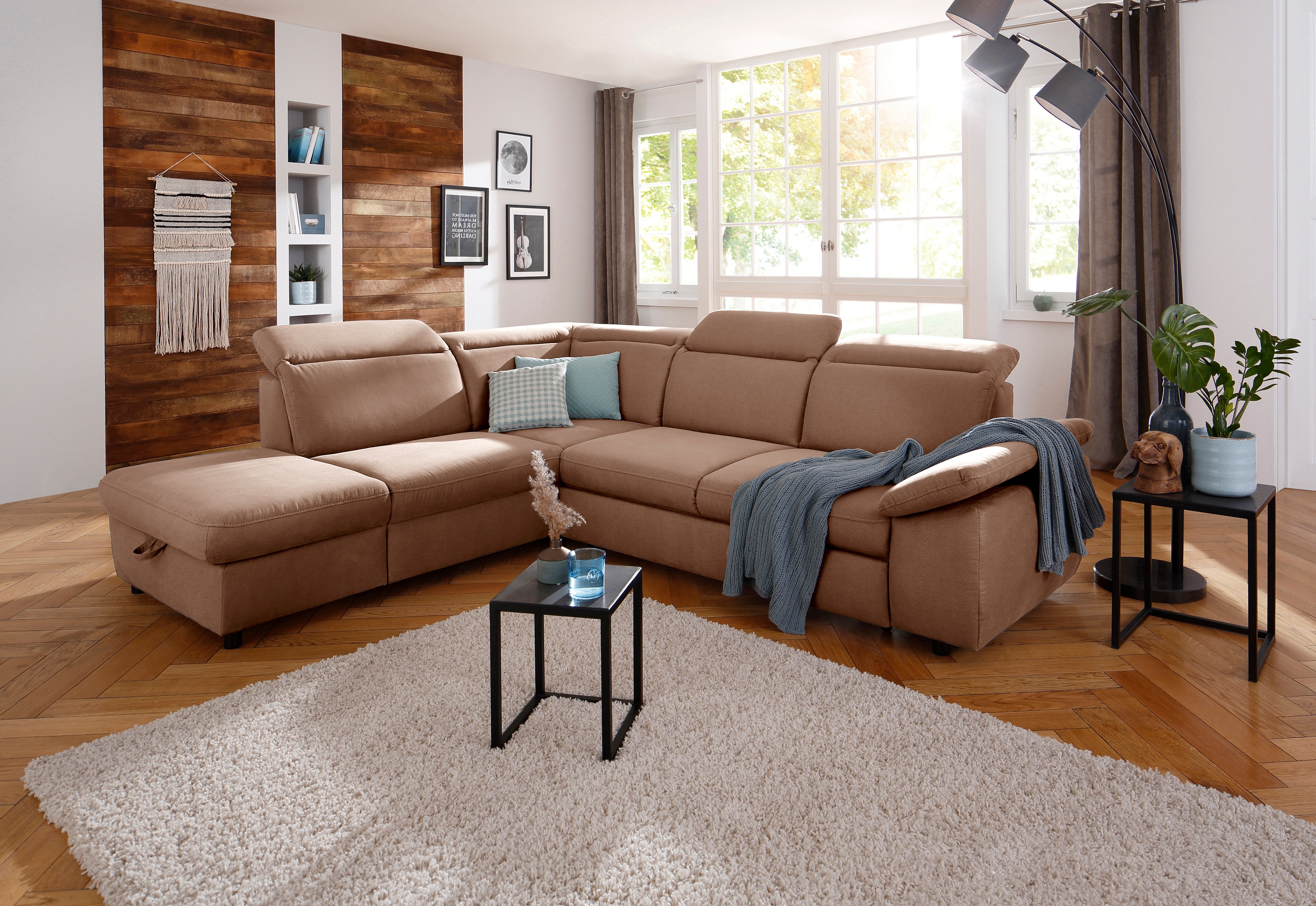 OTTO home Ecksofa "Mauritius L-Form" mit Ottomane, mit Kopfteil- und Armlehnverstellung