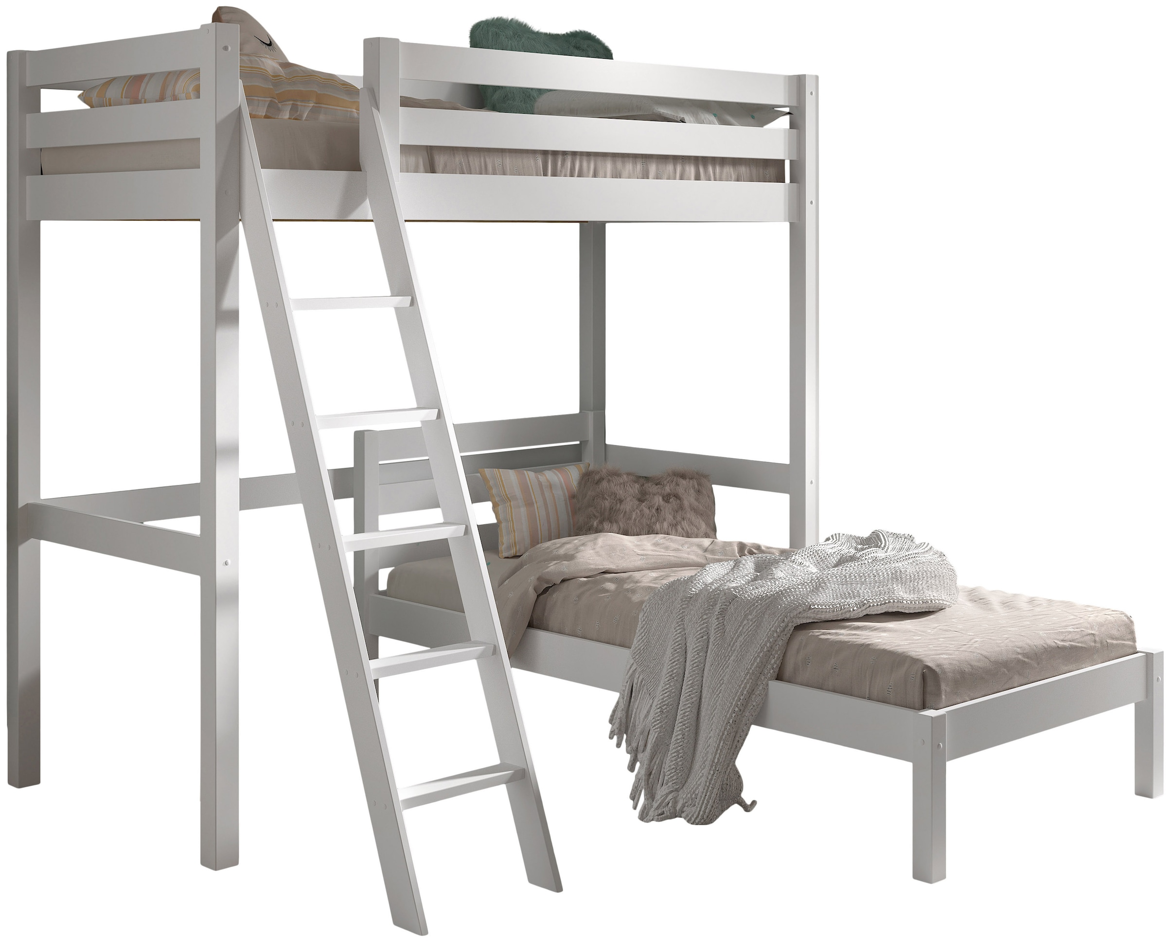 Vipack Hochbett "mit 2 Liegeflächen 90/200 Made in Europe, Kiefer massiv we günstig online kaufen