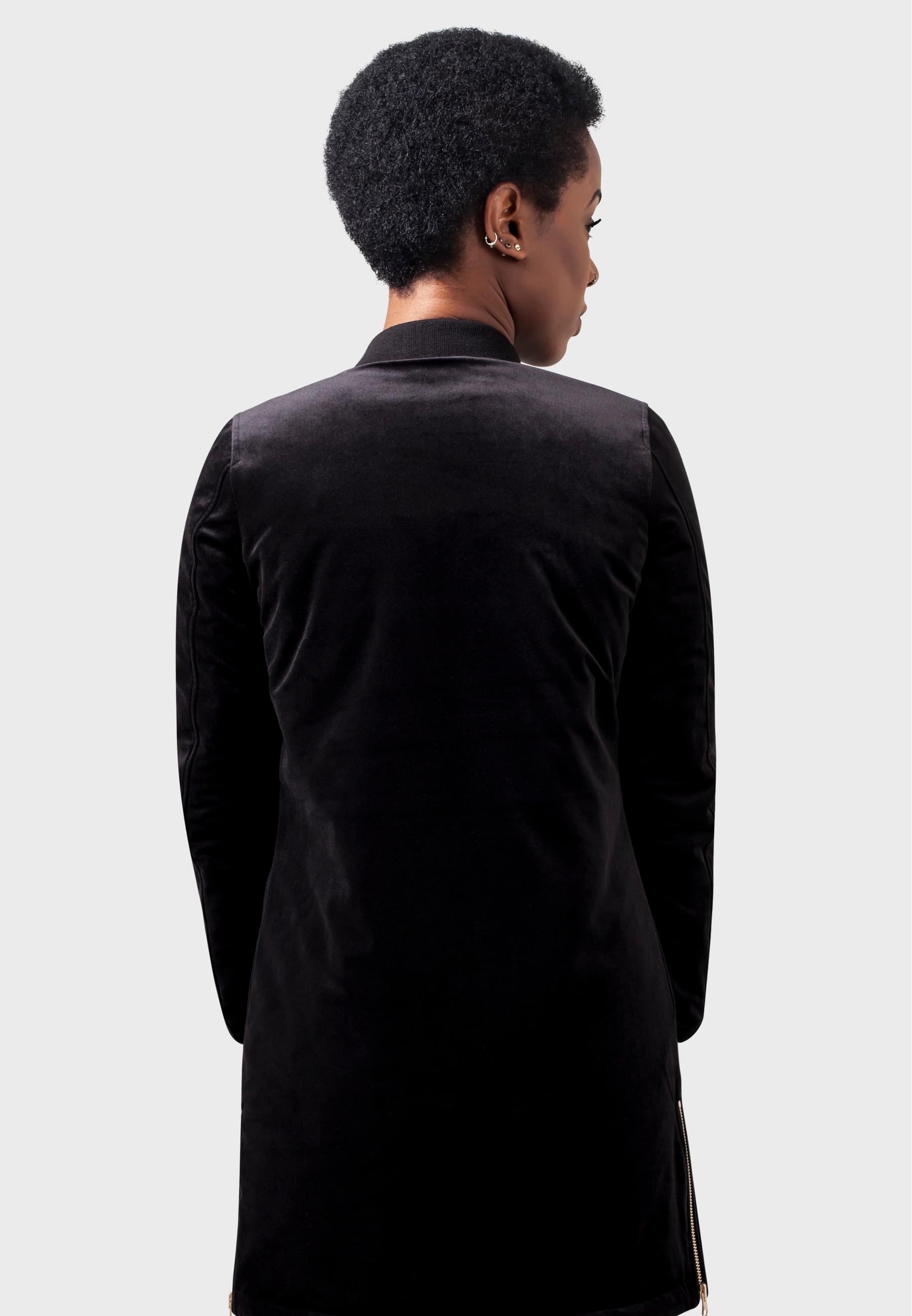 URBAN CLASSICS Allwetterjacke »Urban Classics Damen Ladies Long Velvet Jacket« 1 Stk. tlg. ohne Kapuze