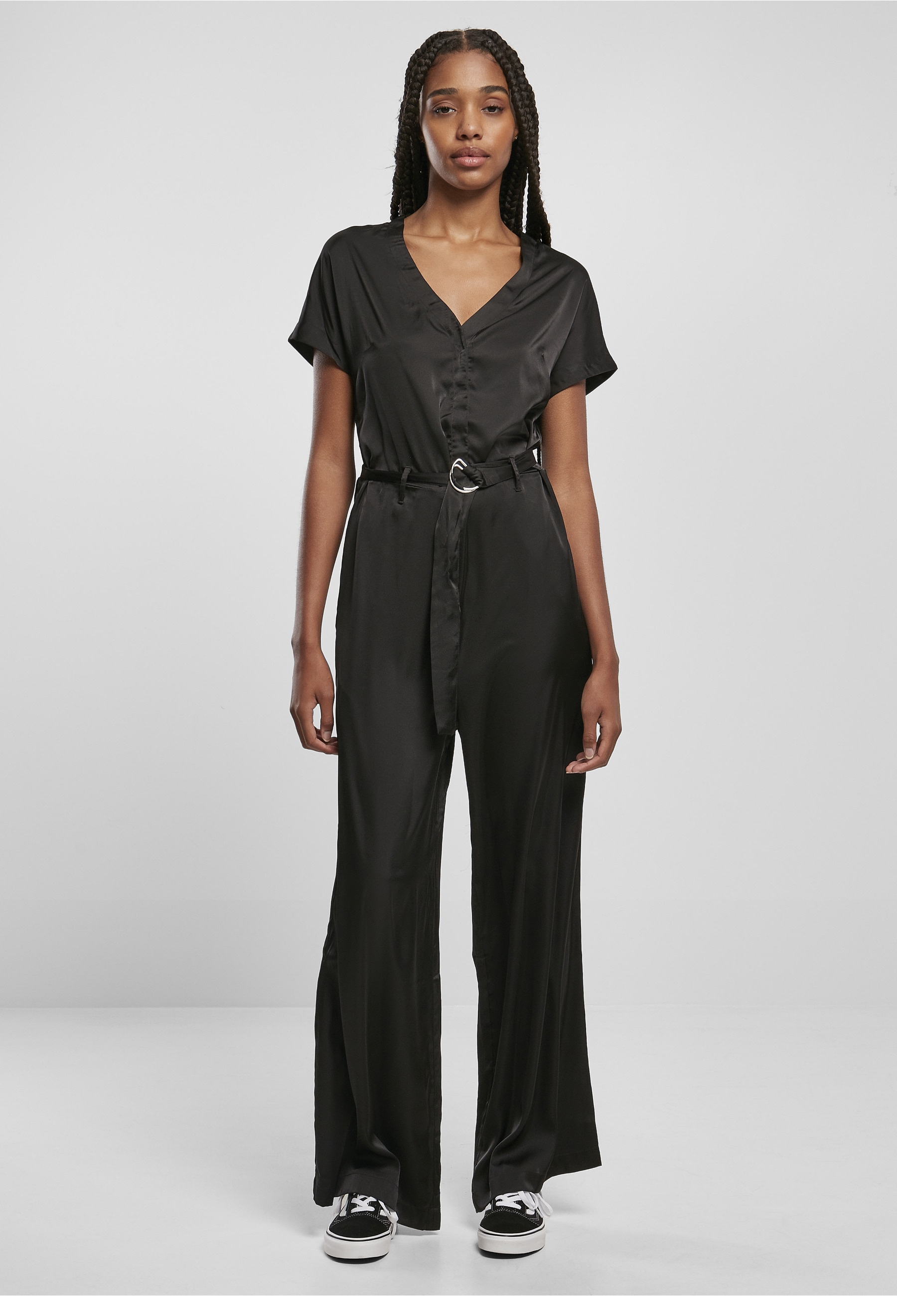 URBAN CLASSICS Jumpsuit »Urban Classics Damen Ladies Satin Wide Leg Belt Jumpsuit« 1 Stk.