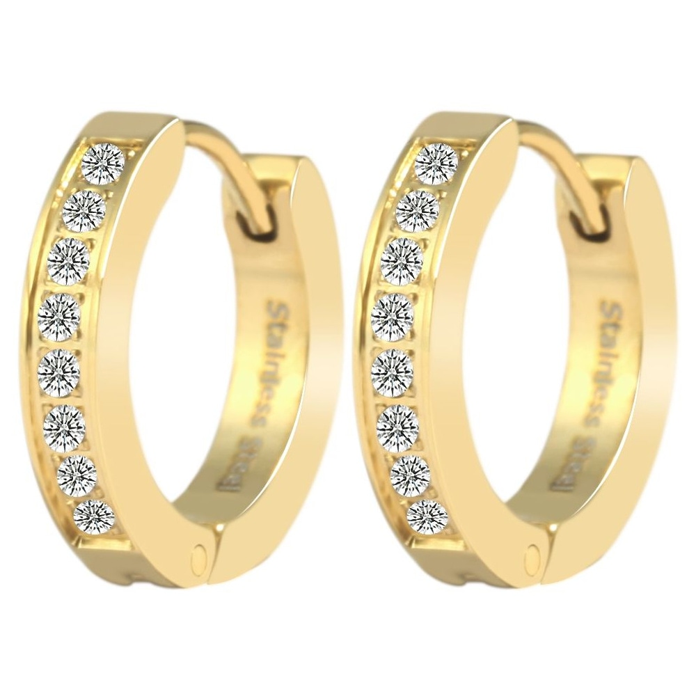 Adelia´s Klappcreolen »Damen Ohrringe – Klappcreole aus Edelstahl mit Strass Steinchen« Ein kleines Geschenk mit großer Wirkung