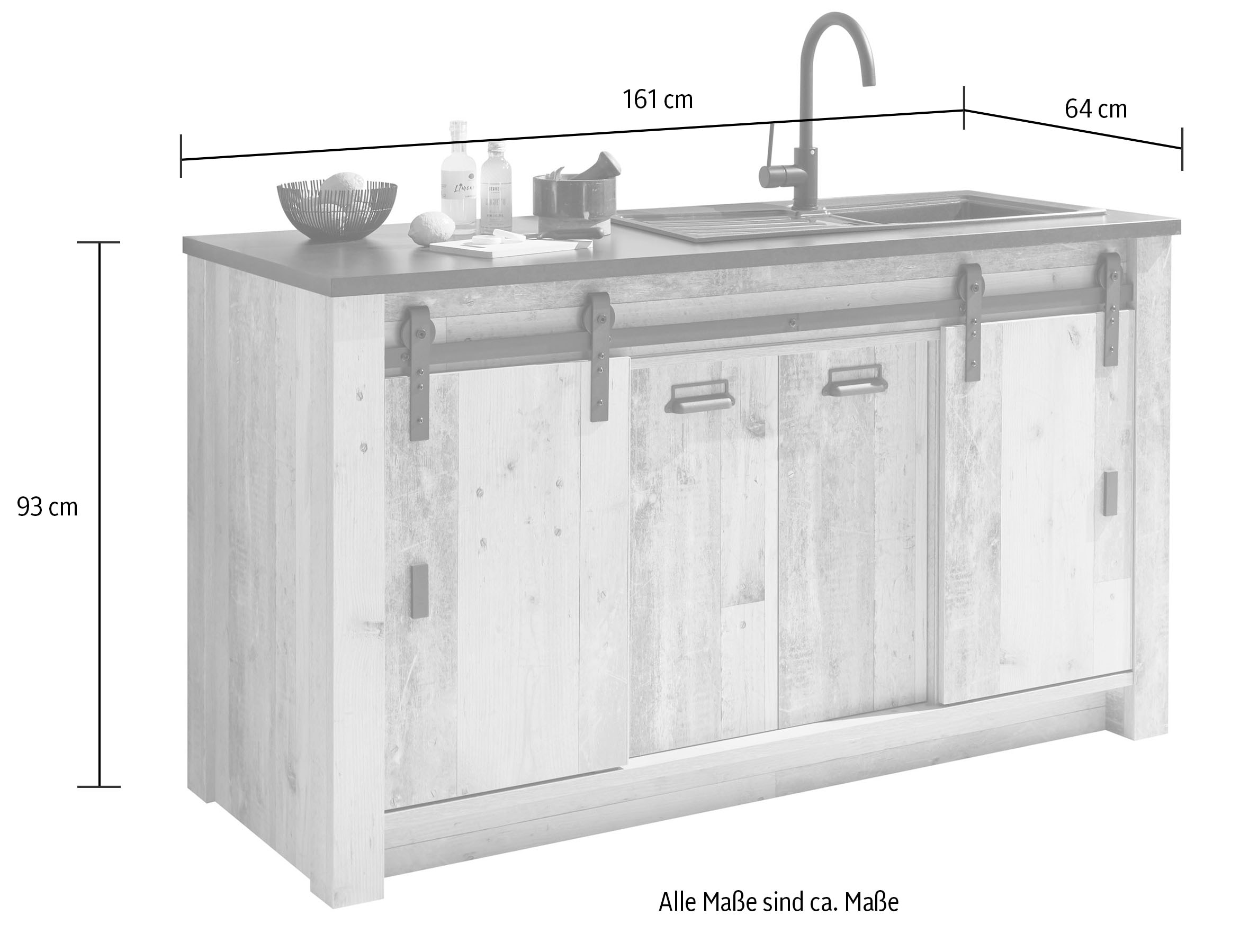 Home affaire Küche »Sherwood«, Breite 240 cm, ohne E-Geräte