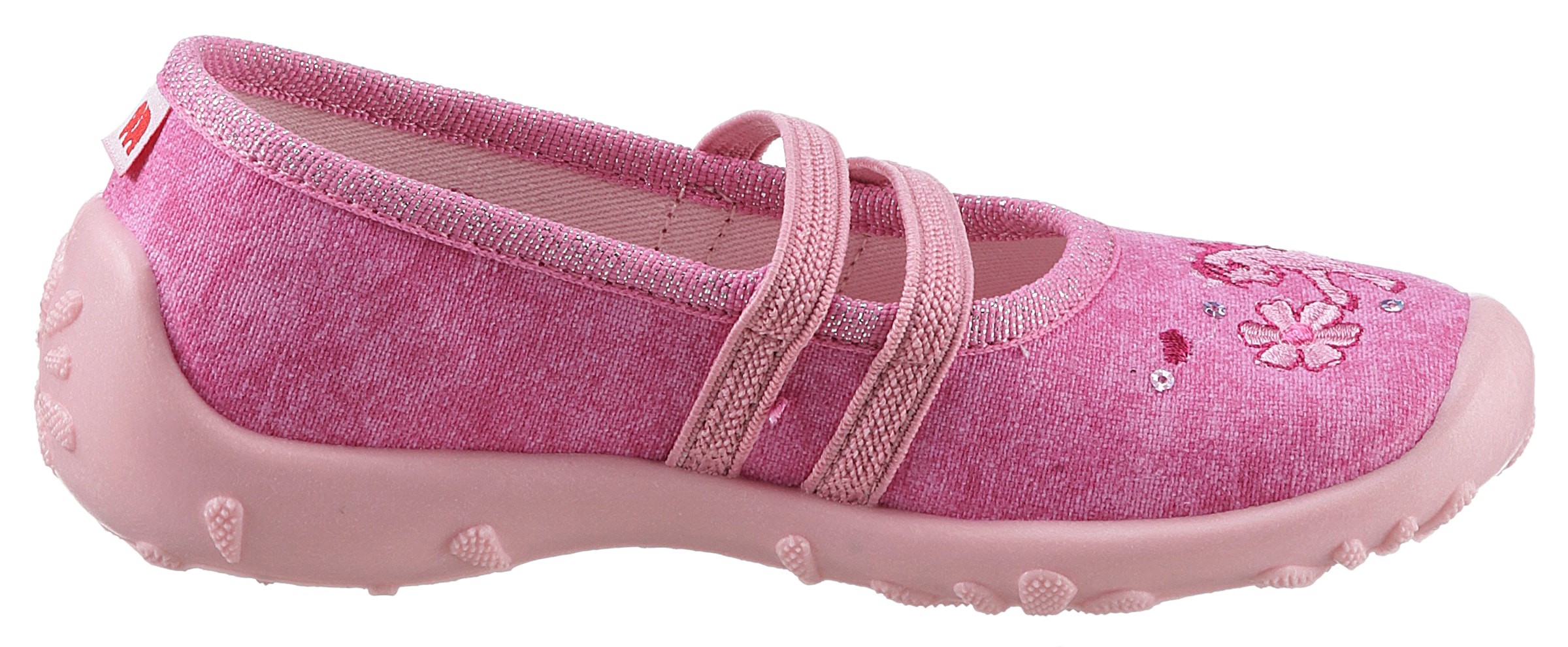 ELEFANTEN Hausschuh »Pretty Puki«, Ballerina, Schlupfschuh, Kindergarten Schuh mit Glitzer und Stickerei