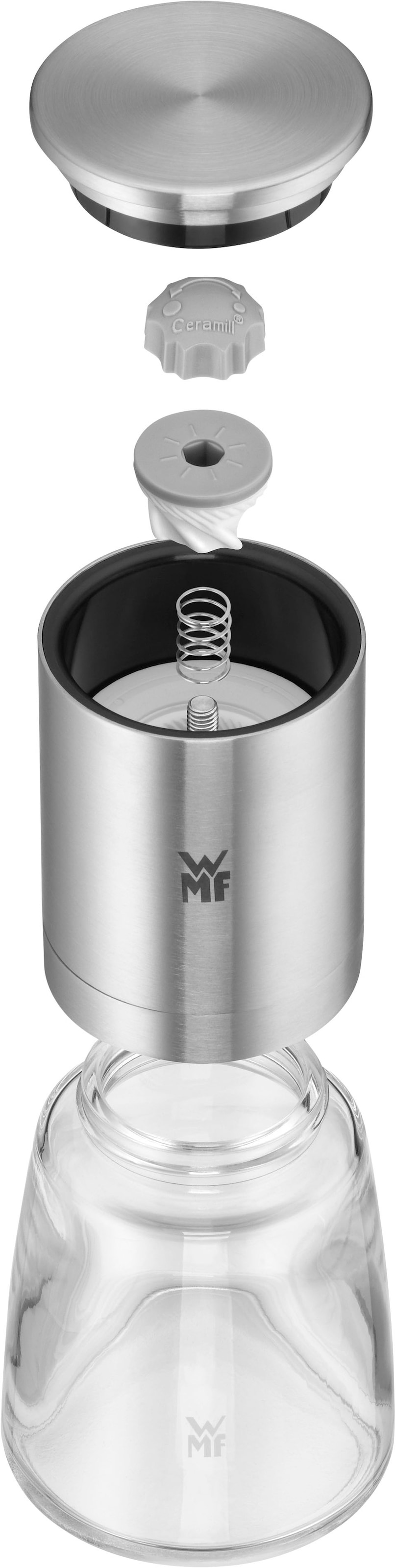 WMF Gewürzmühle »De Luxe«, (3 St.), Keramikmahlwerk, stufenlos einstellbare Mahlstärken grob/fein