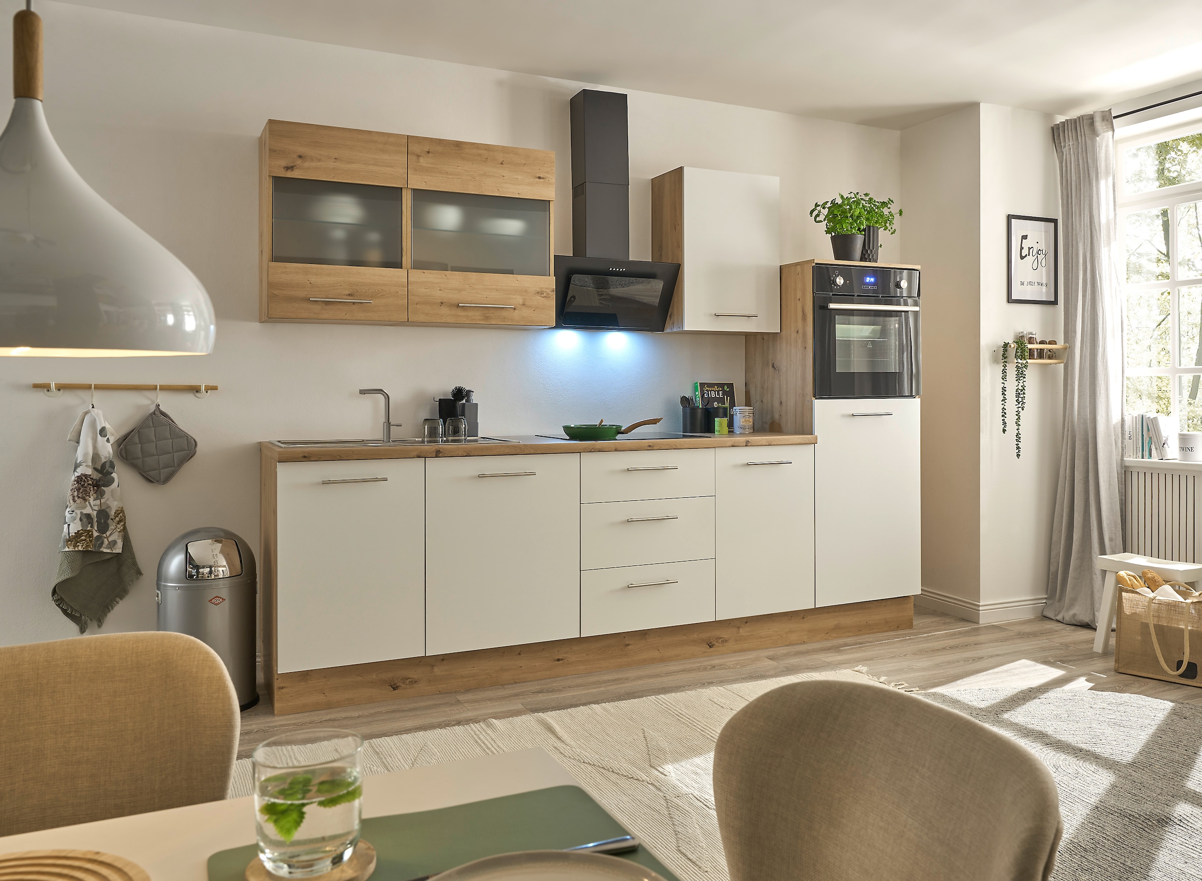 BASIC by Balculina Küchenzeile »Capri«, Breite 280 cm, wahlweise mit E-Geräten, mit Soft-Close-Funktion