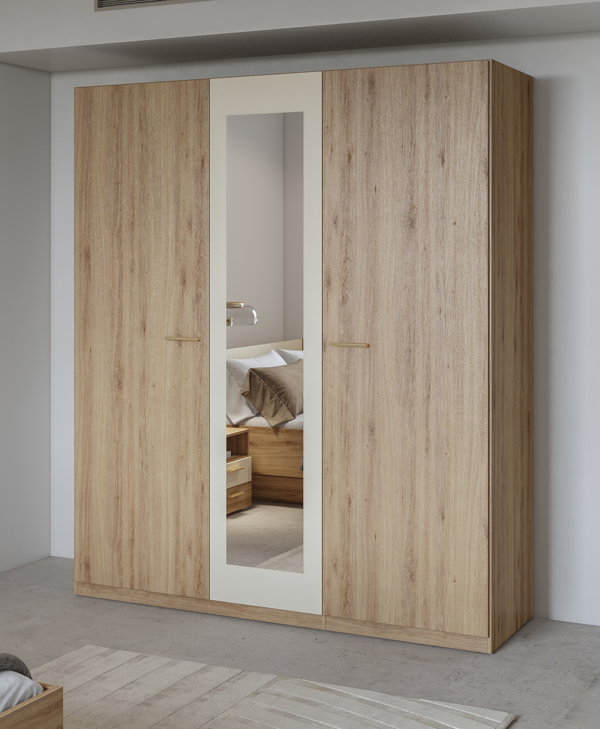 Home affaire Drehtürenschrank »Bitry, Wäscheschrank incl. kompletter Innenausstattung«, Kleiderschrank, verstellbare Einlegeböden 22 mm stark, Spiegeltür