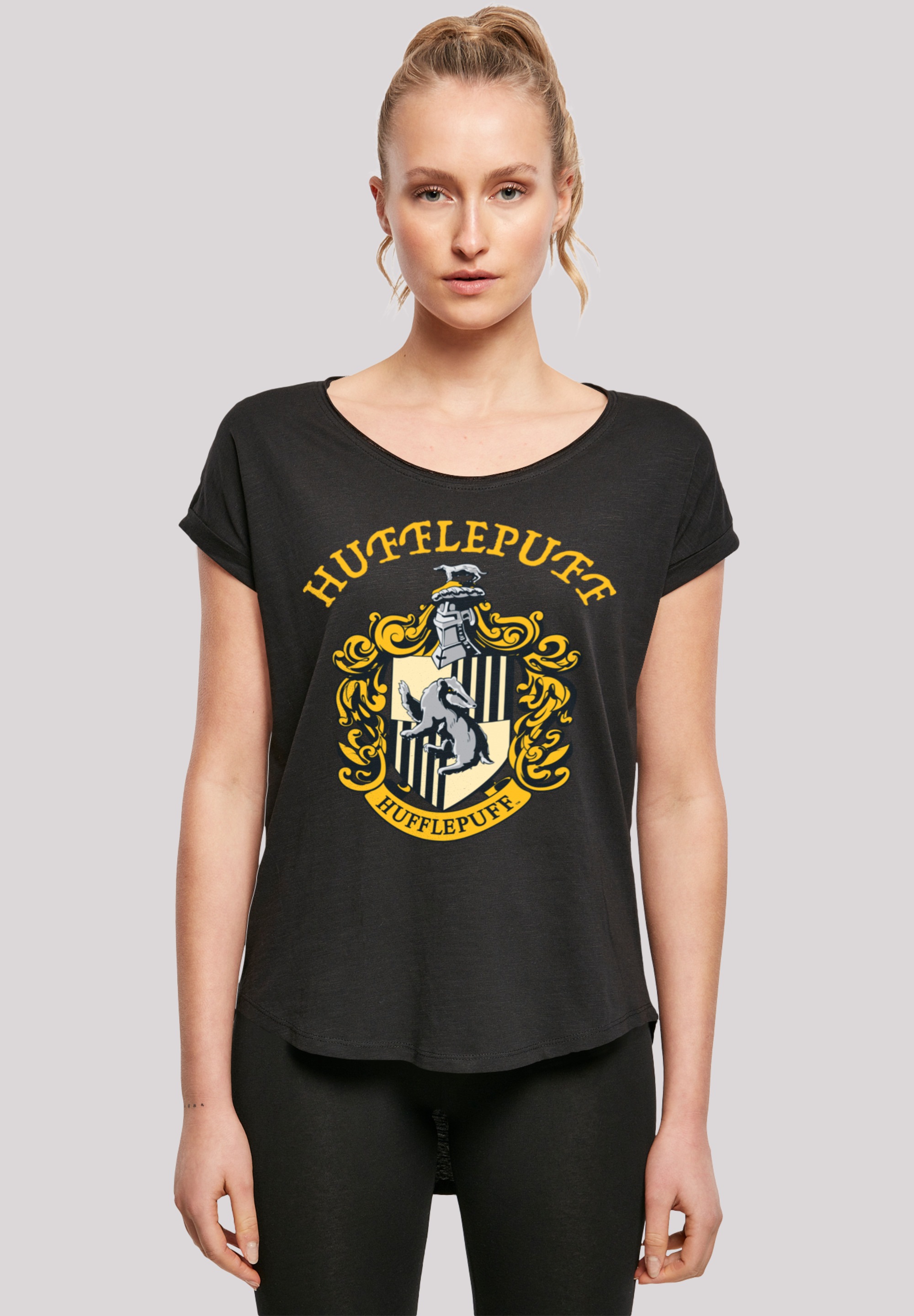 bestellen Ladies Hufflepuff tlg.) Potter (1 Kurzarmshirt BAUR Crest Tee«, | F4NT4STIC Long »Damen with Slub Harry