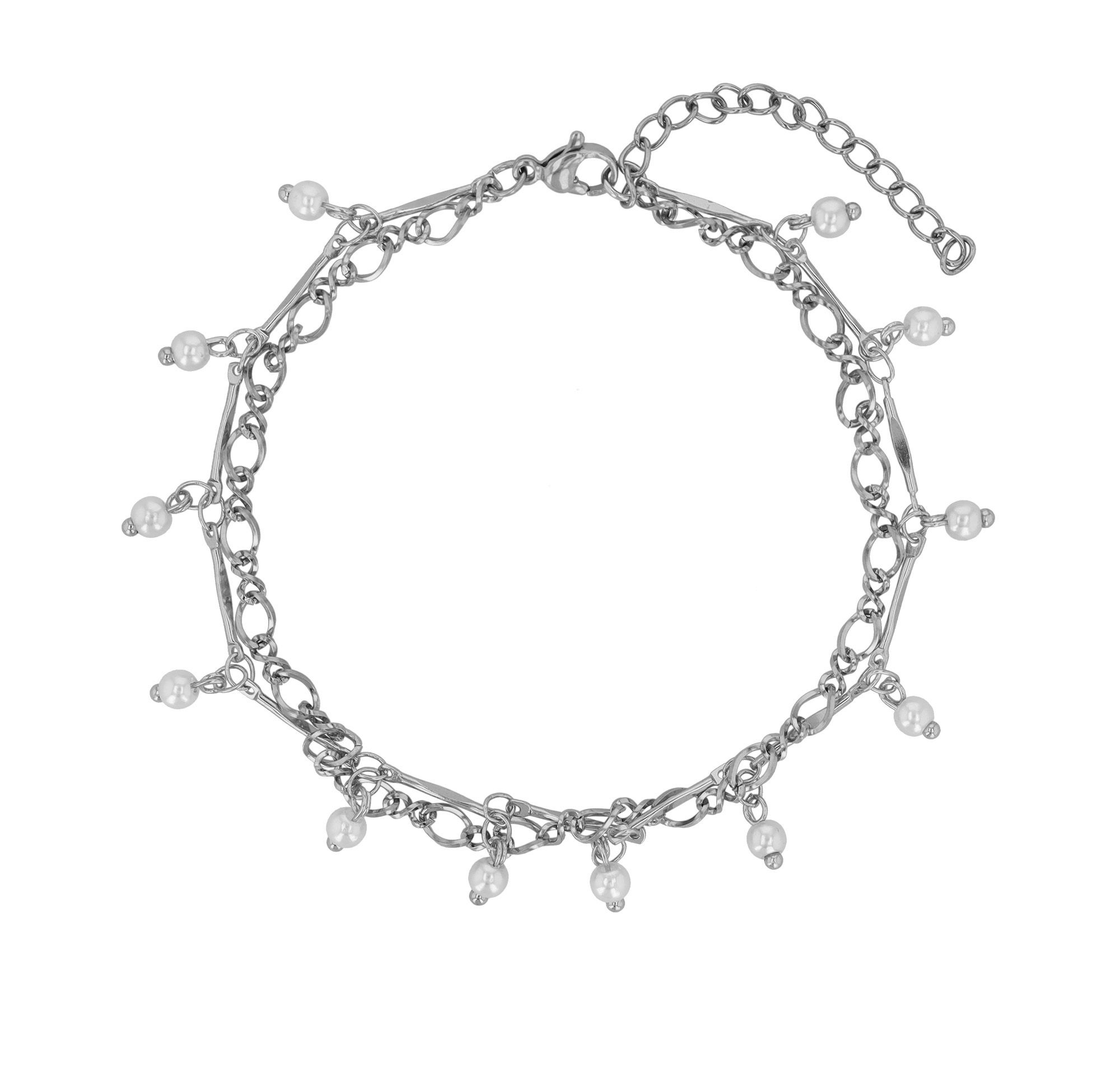 Adelia's Women's Double Row Anklet Stainless Steel Silver 2