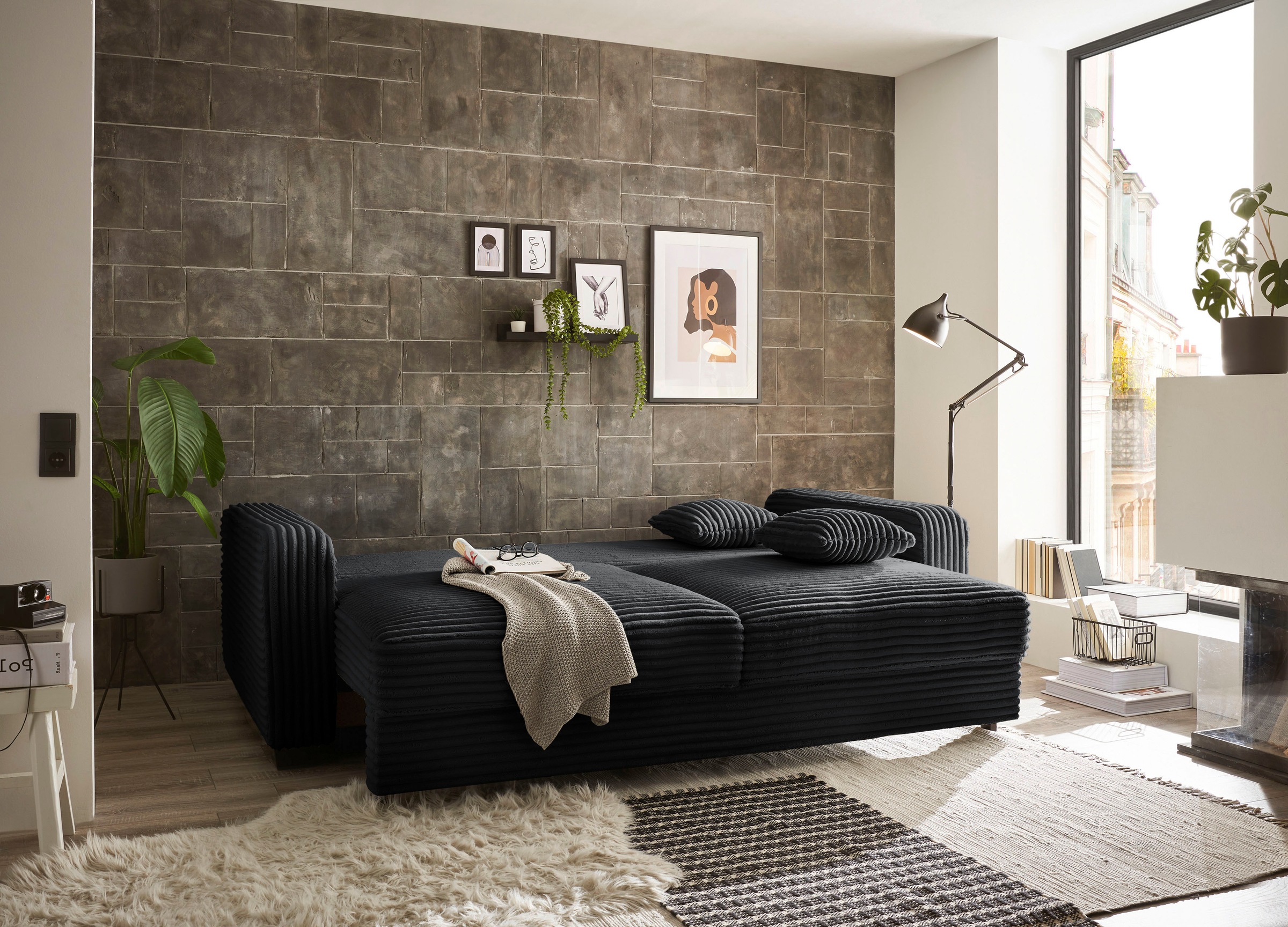 ED EXCITING DESIGN Schlafsofa »Carrara«, mit Bettkasten & 2 Zierkissen