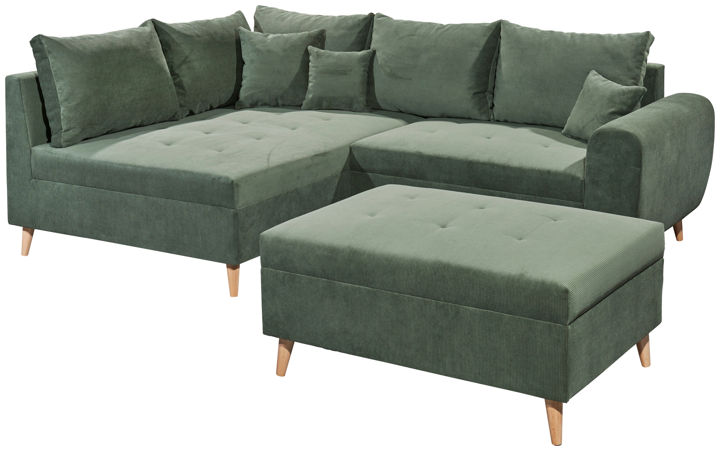 ED EXCITING DESIGN Ecksofa "Calanda L-Form", mit Hocker & 3 Zierkissen günstig online kaufen