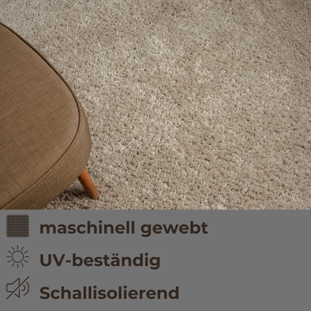 Hochflor-Teppich OTTO HOME "Banji", beige, B:160cm H:37mm L:230cm, Polypropylen (PP), Teppiche, Uni Farben, weich und flauschig, auch als Läufer & in rund erhältlich 3
