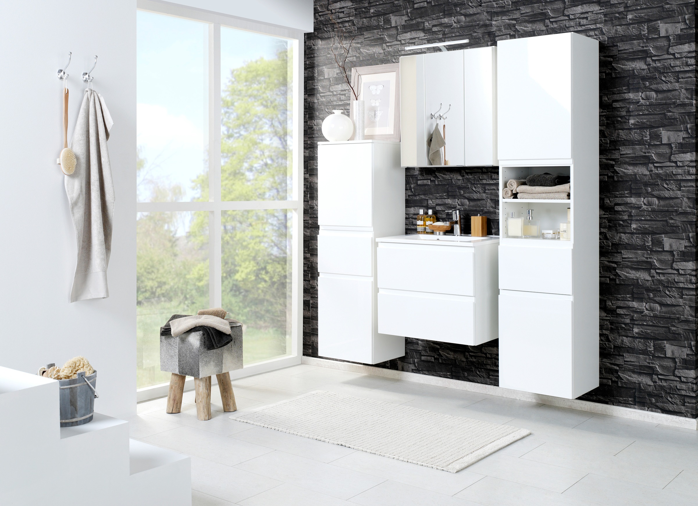 welltime Badmöbel-Set "Cardiff" 2 Stk. tlg. Breite 60 cm, griffloses Design günstig online kaufen