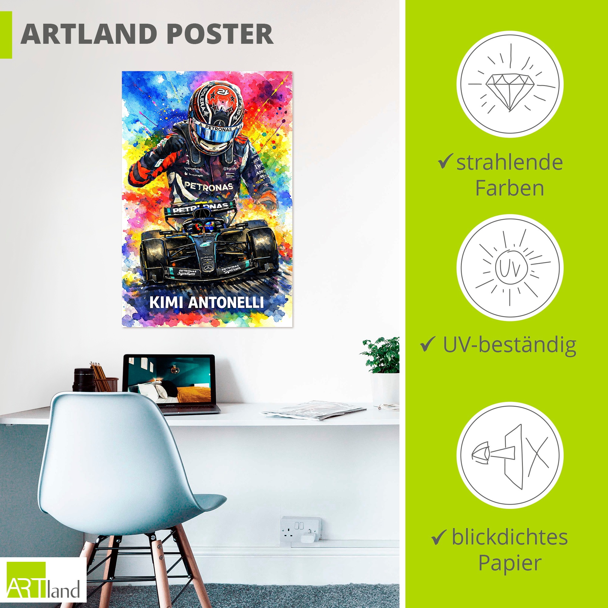 Artland Wandbild »Kimi Antonelli - ein aufgehender Stern« 1 Stk. tlg. als Alubild, Leinwandbild, Poster, Wandaufkleber in verschied. Größen