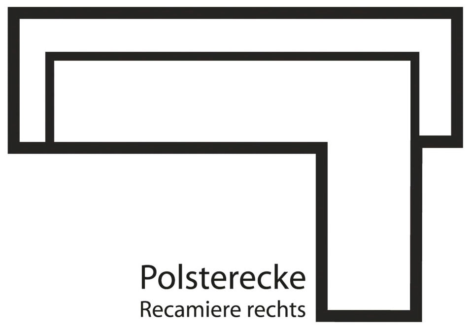 andas Ecksofa »Bille L-Form«, mit Naht im Rückenkissen und Beinen aus Eichenholz