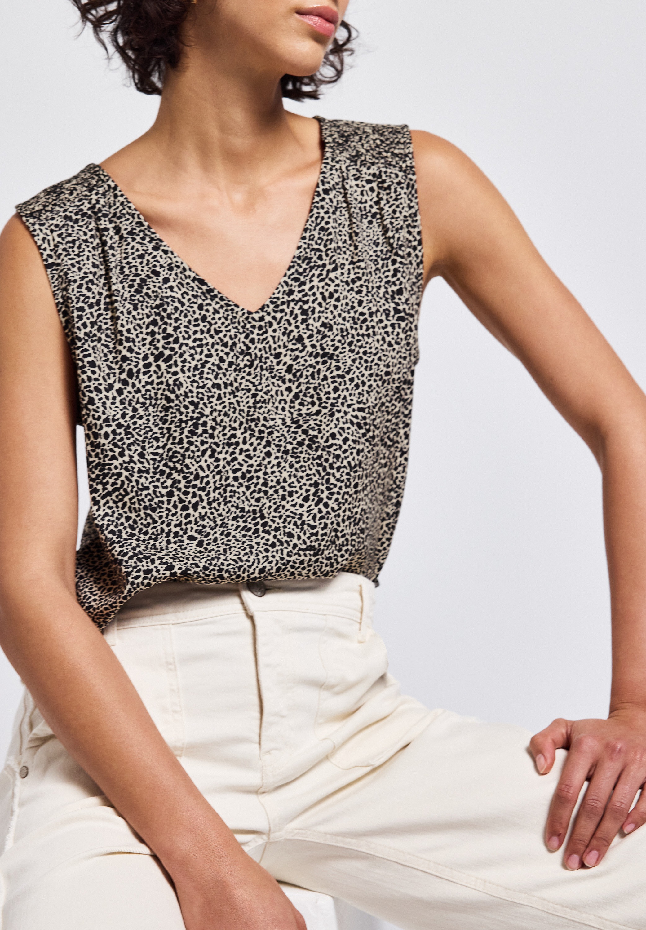 STREET ONE Blusentop, mit Smock-Details und Animal-Print günstig online kaufen