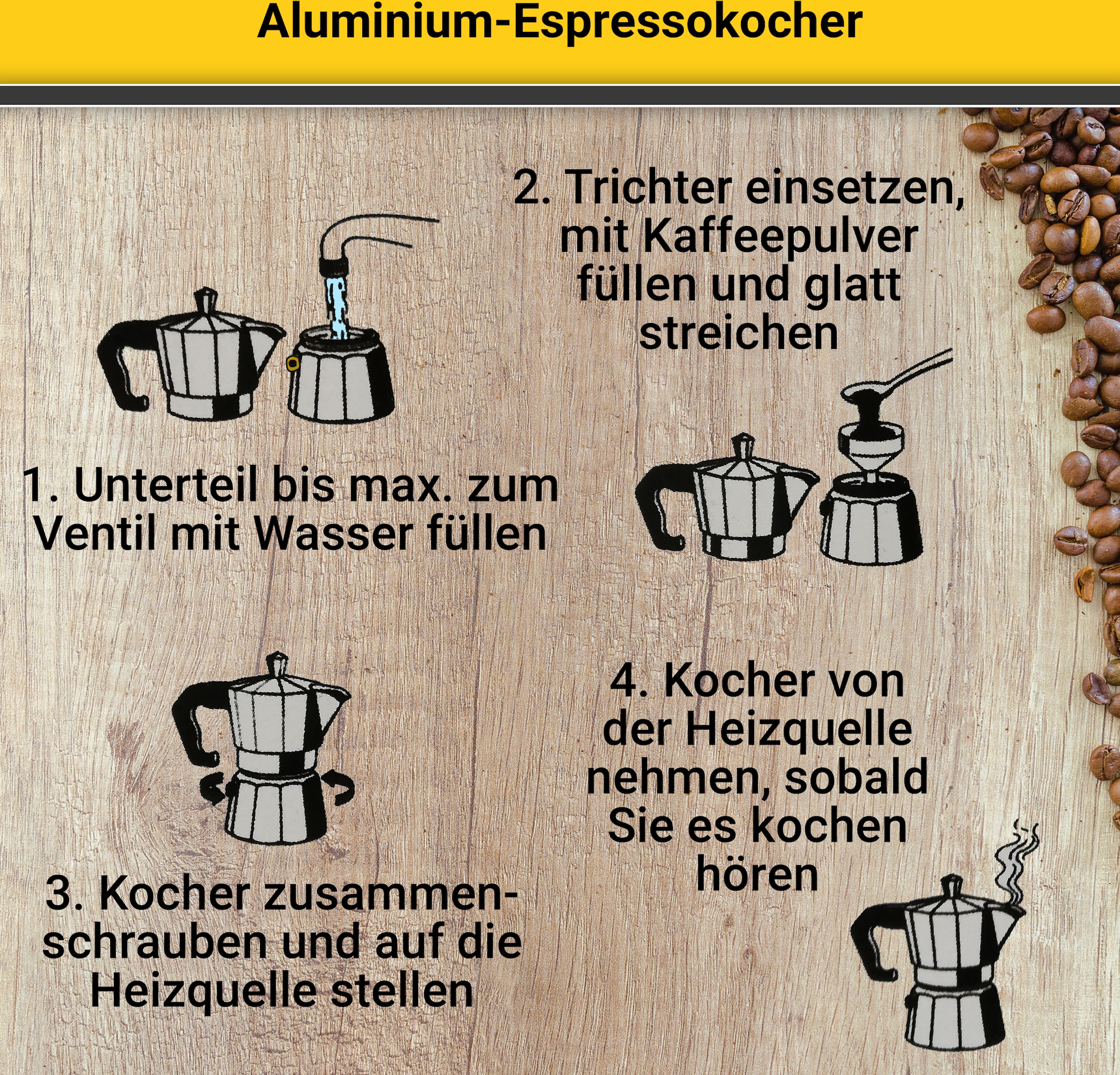 Krüger Espressokocher »Italiano«, 0,7 l Kaffeekanne, traditionell italienisch, aus Aluminium, mit Silikon-Dichtungsring