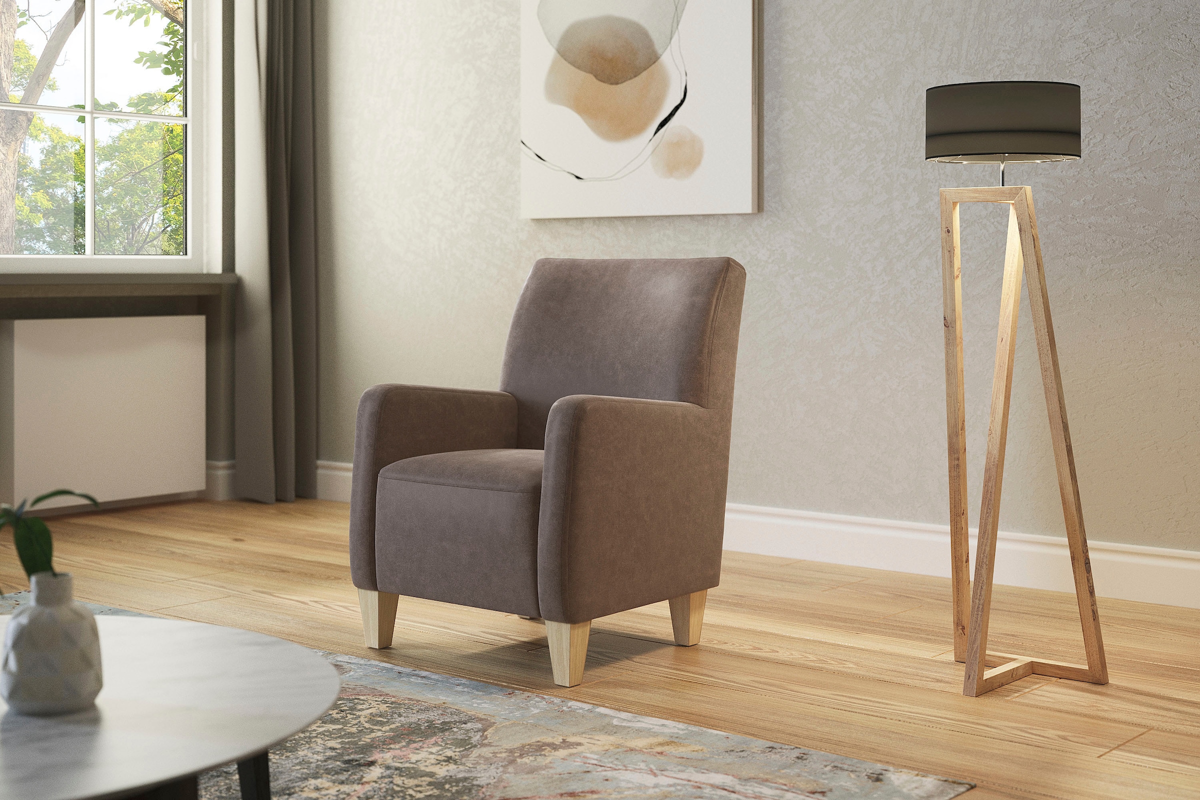 Home affaire Sessel "Viva", mit Federkern, mit Buchefüßen günstig online kaufen