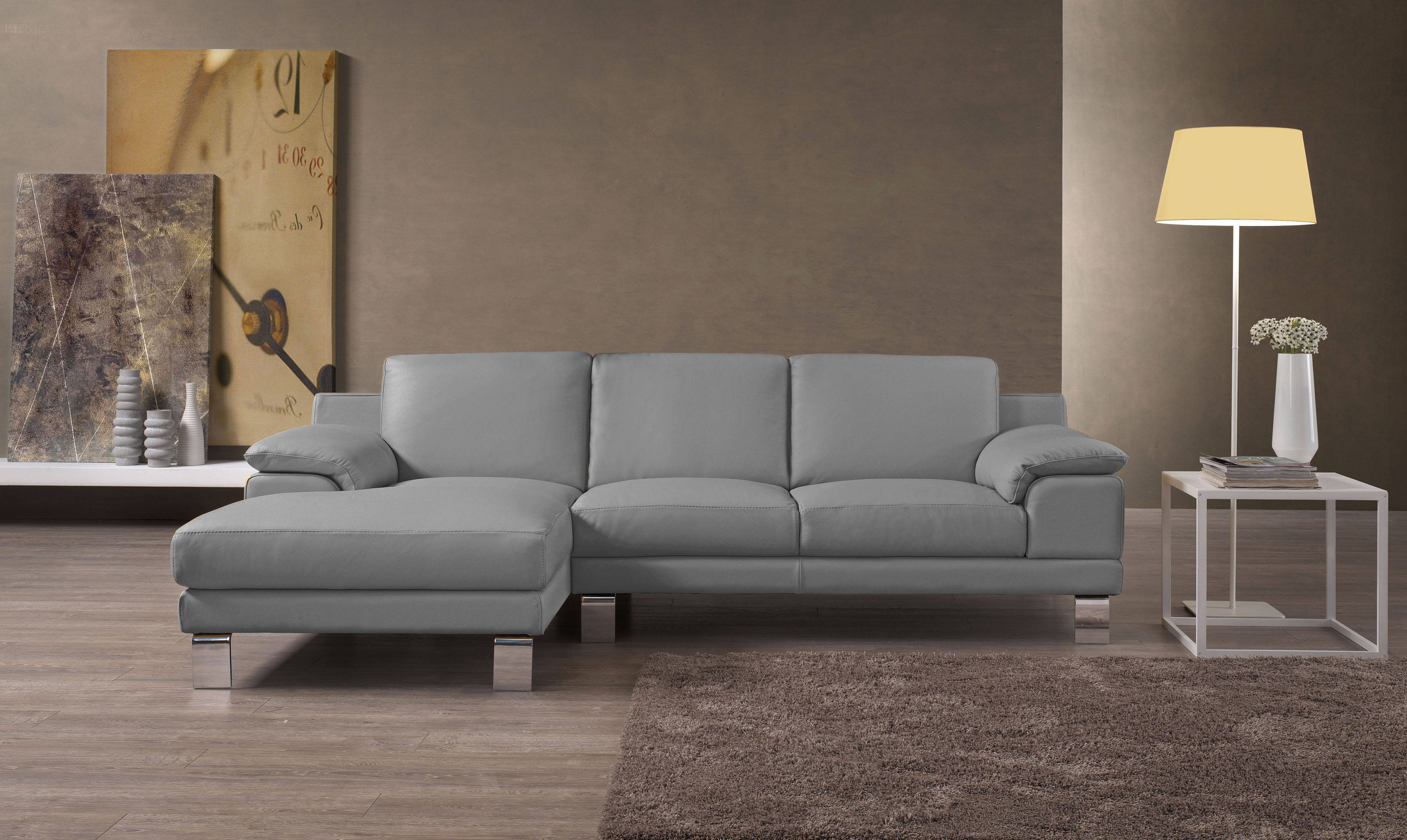 Egoitaliano Ecksofa "Shakira, Design & Sitzkomfort auf hohem Niveau, Breite 236cm, L-Form" mit Recamiere, L-Form, edle Füße