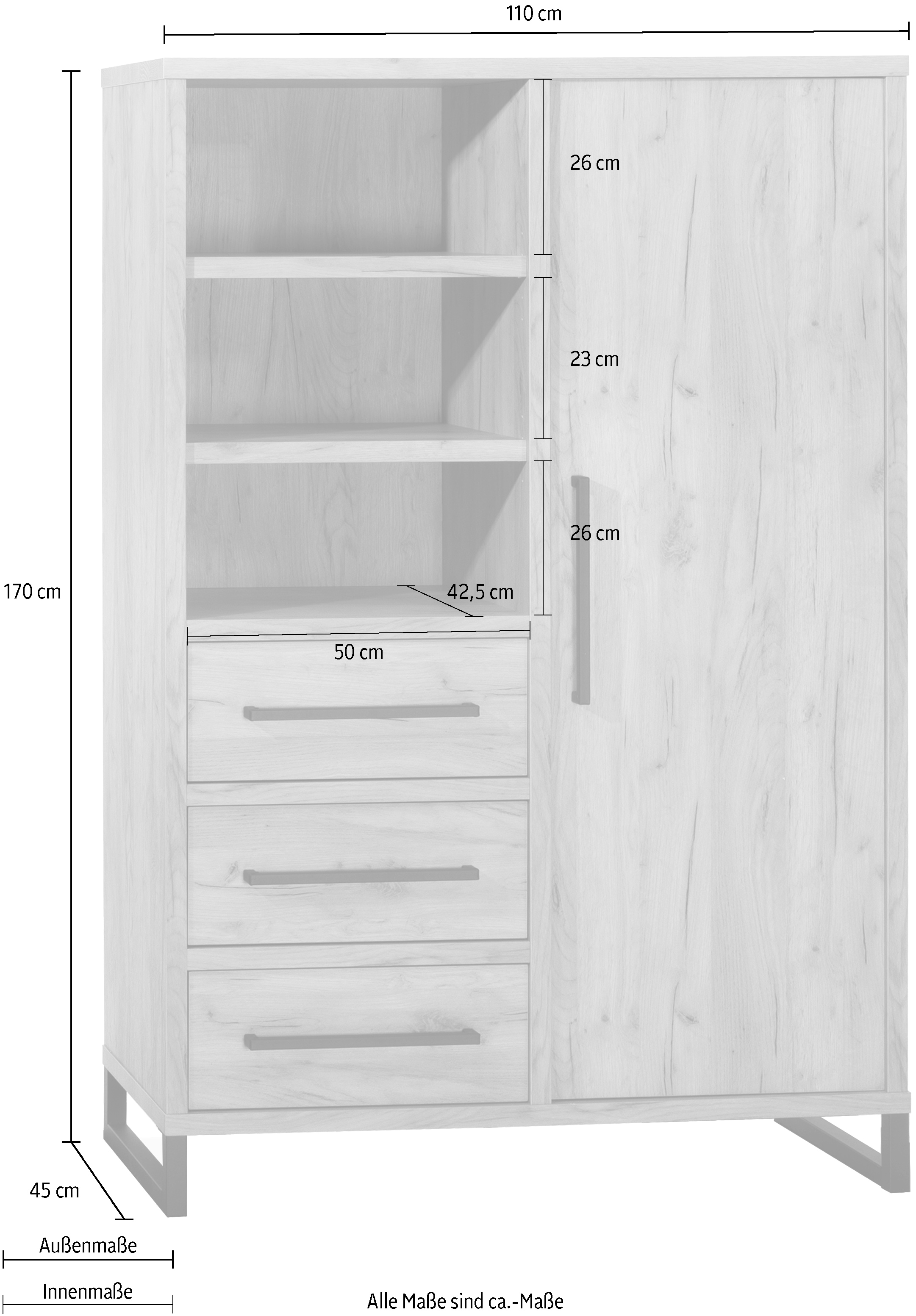 OMG Design Barschrank »Ronda«, mit Soft-Close, mit Metallgestell