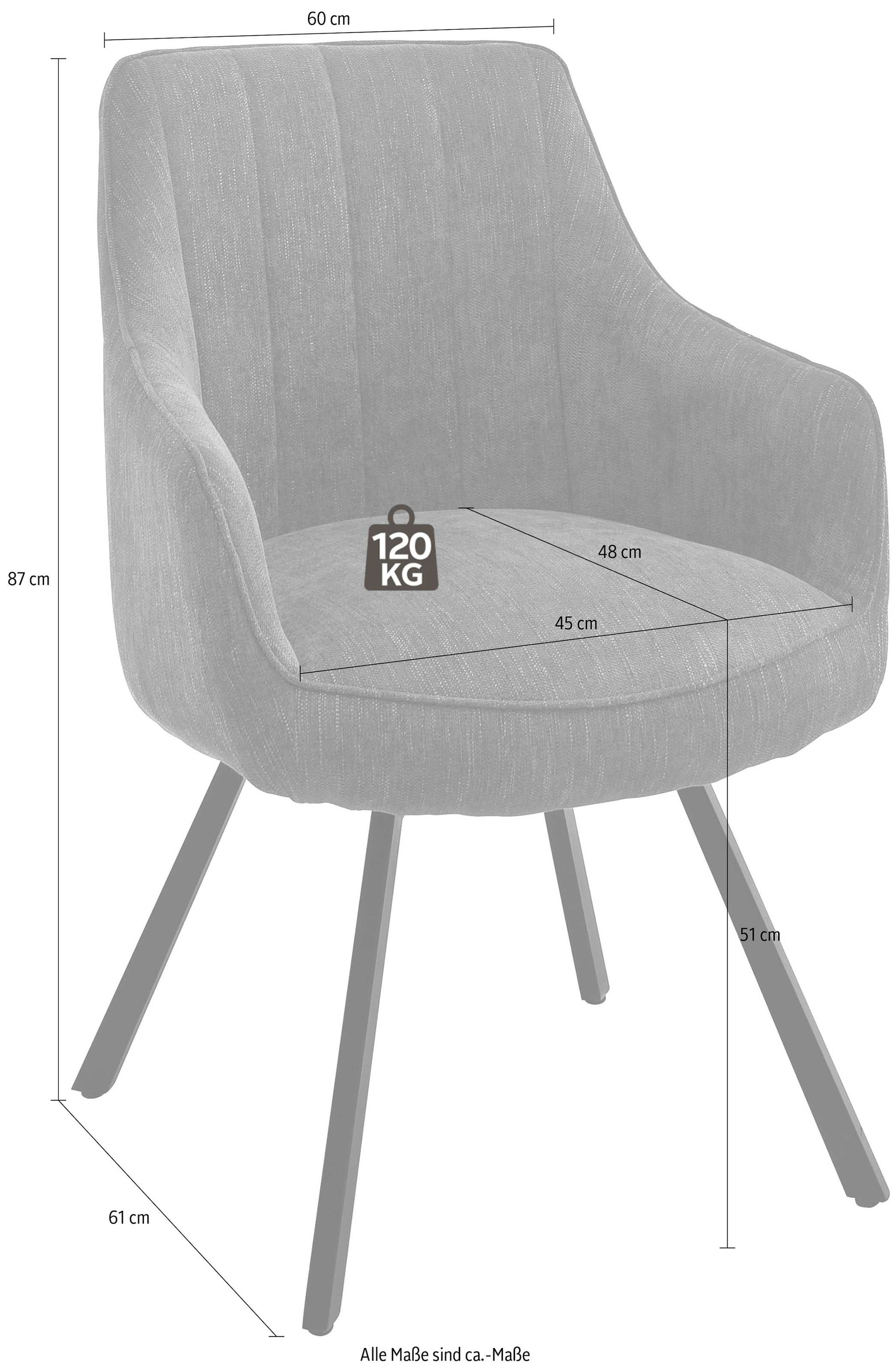 MCA furniture Esszimmerstuhl kg St., Stoffbezug, »Sassello«, Stuhl mit | BAUR belastbar (Set), bestellen 2 Nivellierung, bis 180°drehbar 120