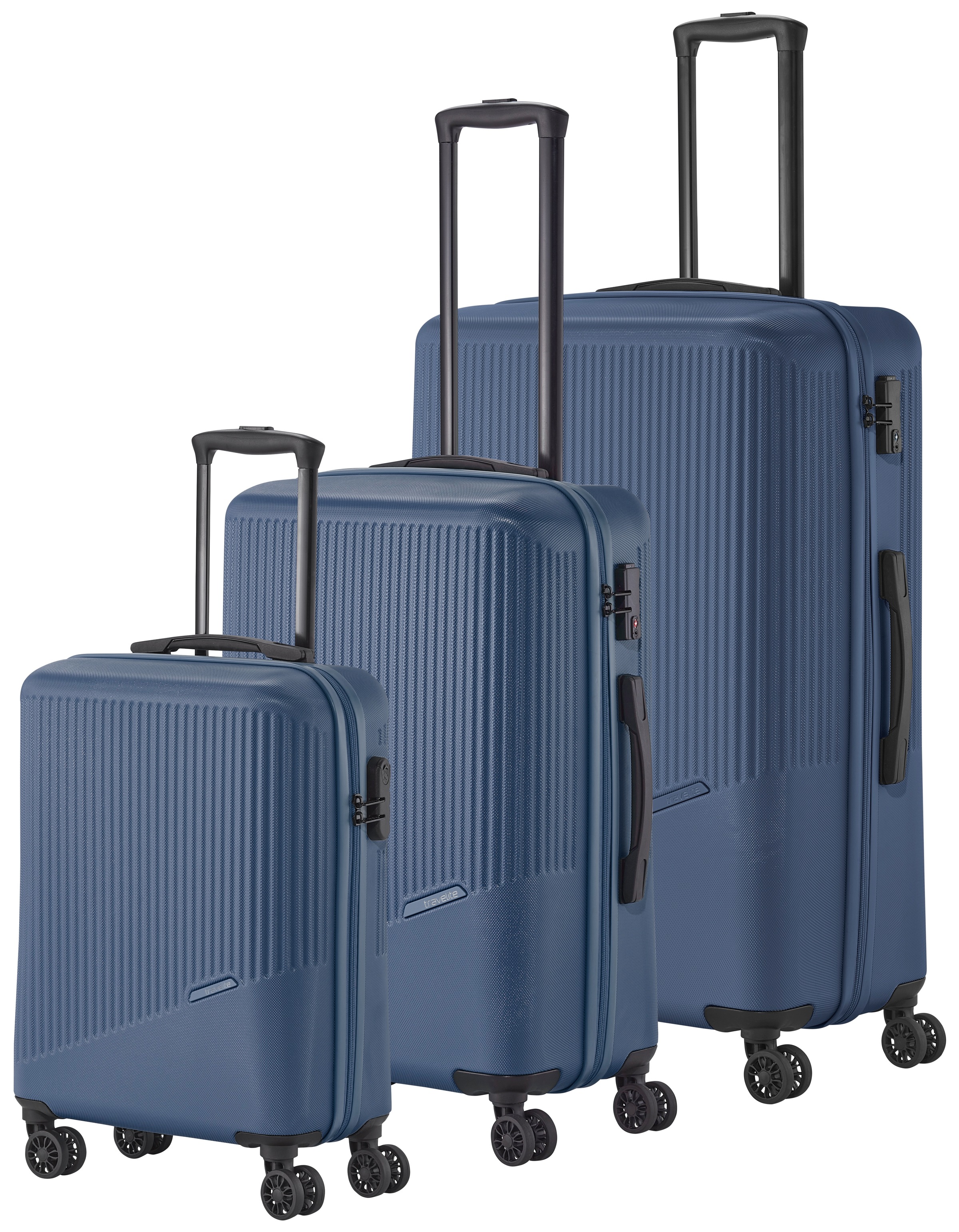 TRAVELITE Trolleyset "BALI 4w L/M/S", blau, ABS, unifarben, Koffer-Sets, Kofferset Reisegepäck Reisekoffer Hartschallenkoffer TSA Schloss