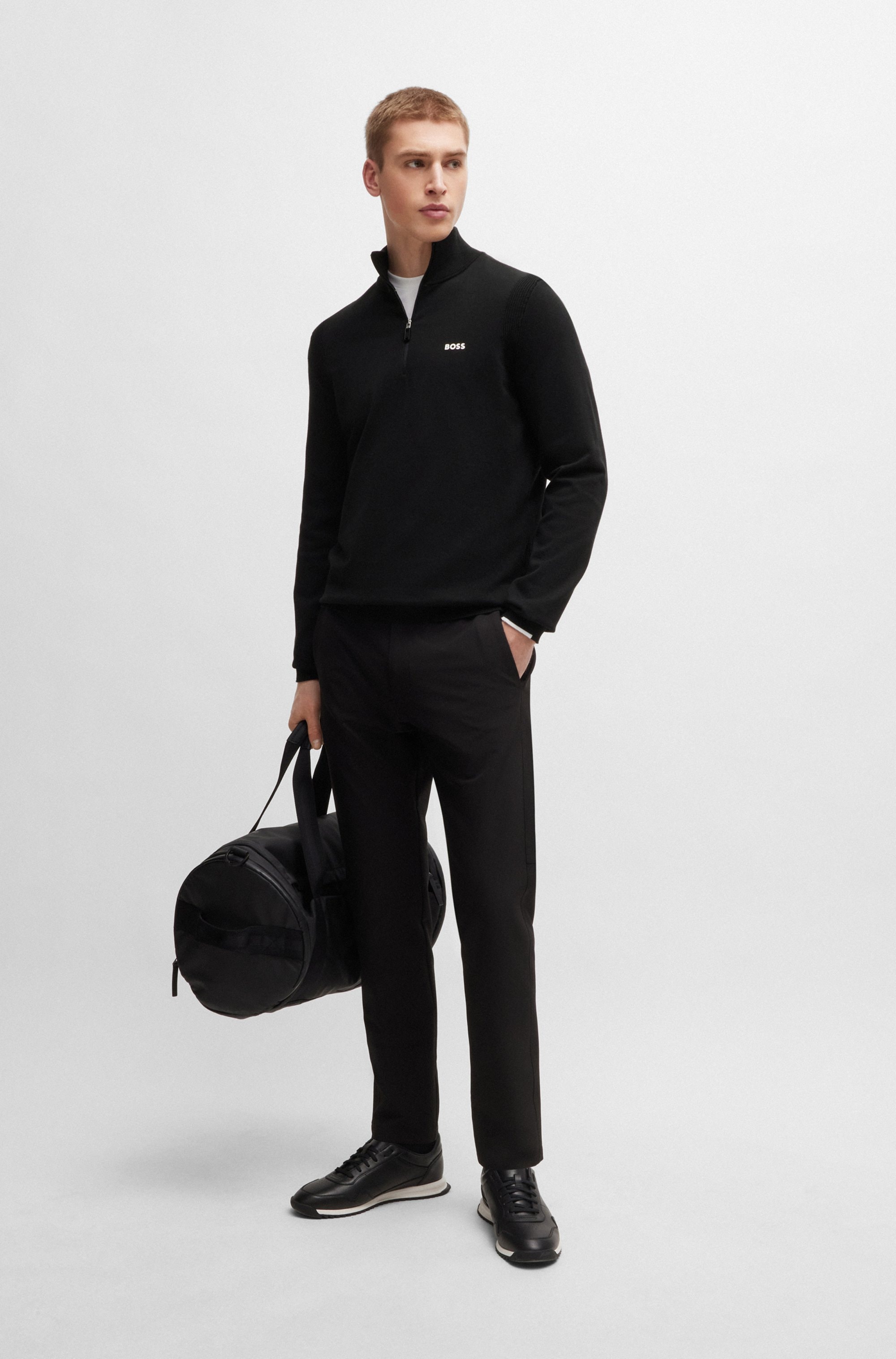 BOSS GREEN Strickpullover »Ever-X_QZ«, mit Reißverschluss