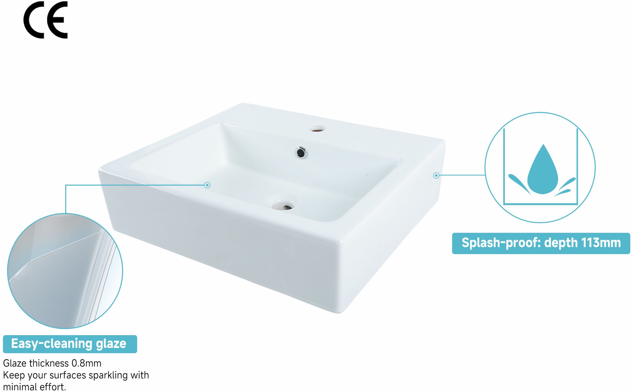 welltime Aufsatzwaschbecken »Pesante«, NANO Glasur