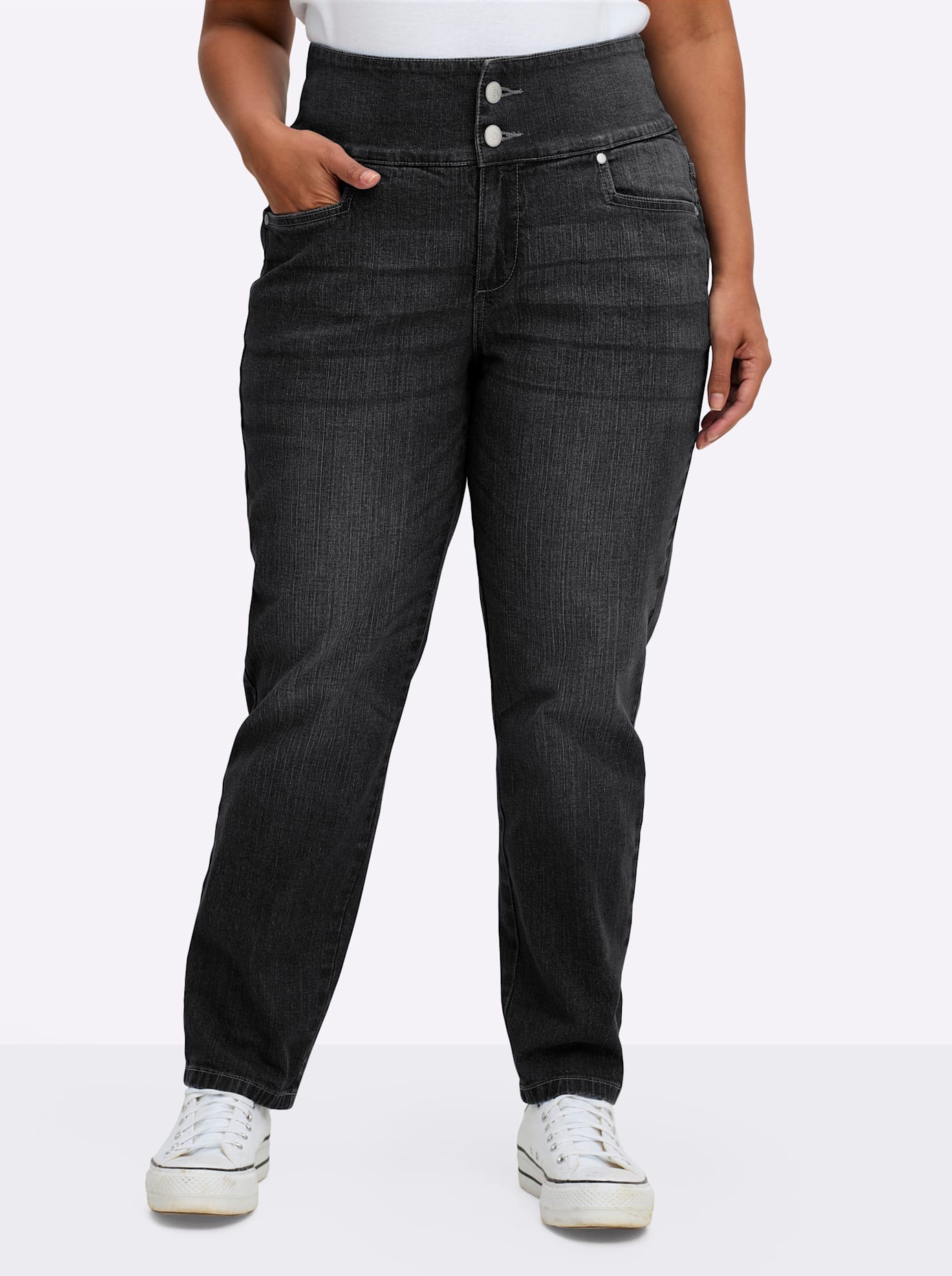 SHEEGO Herren Bequeme Jeansschwarz denim, Gr. 56, unifarben, 99% Baumwolle, 1% Elasthan, Jeans