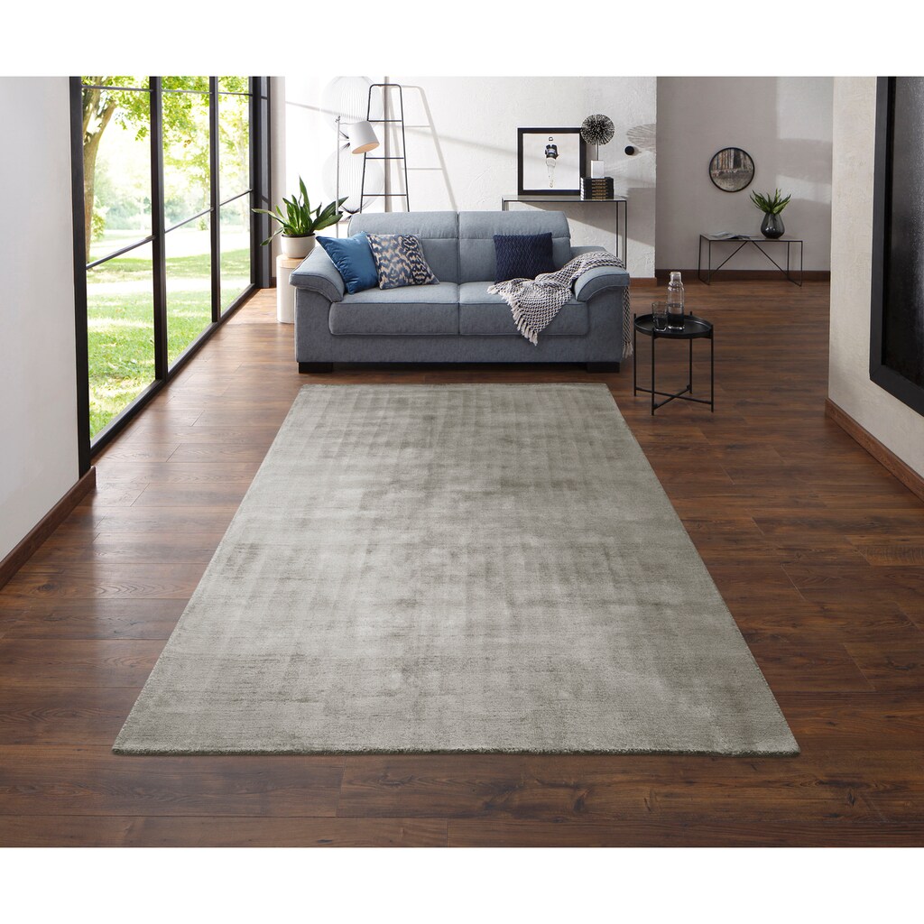 my home Teppich »Shirley«, rechteckig, Handweb Teppich, aus weicher Viskose, handgewebt, Wohnzimmer