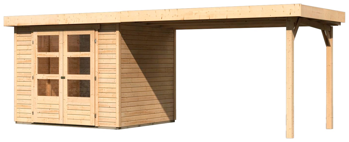 Karibu Gartenhaus »Arnis«, (Set), mit Anbaudach 2,80 m Breite