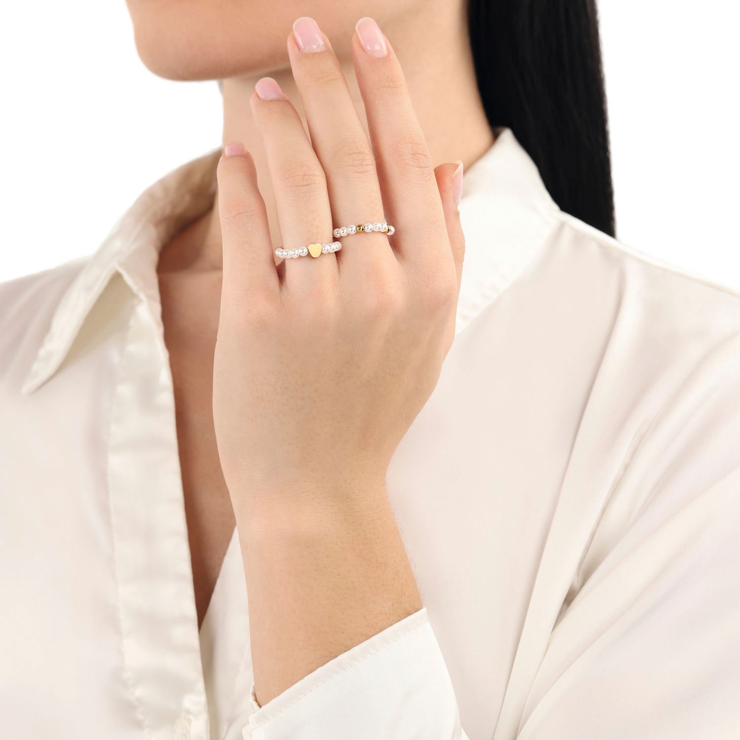 Amor Ring-Set »Herz« mit Glasperle