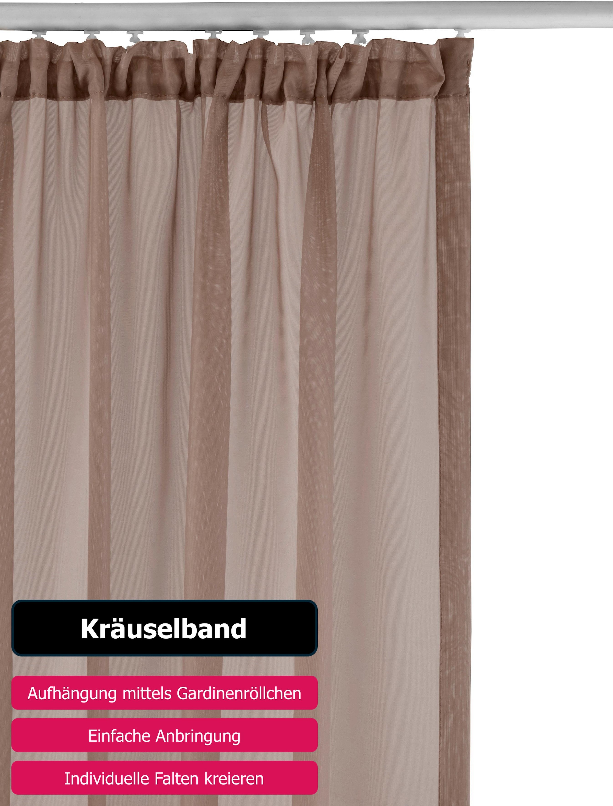 my home Gardine »XANA mit Ösen, Kräuselband oder Schlaufen«, (1 St.), Bestseller, einfarbig, 1 bzw. 2 Schals, pflegeleicht, Schal