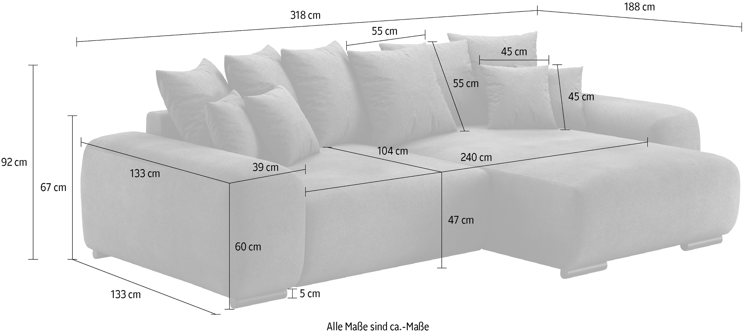 Mr. Couch Ecksofa »Sundance II, L-Form«, mit DuraSpring-Taschenfederkern bis 140 kg belastbar