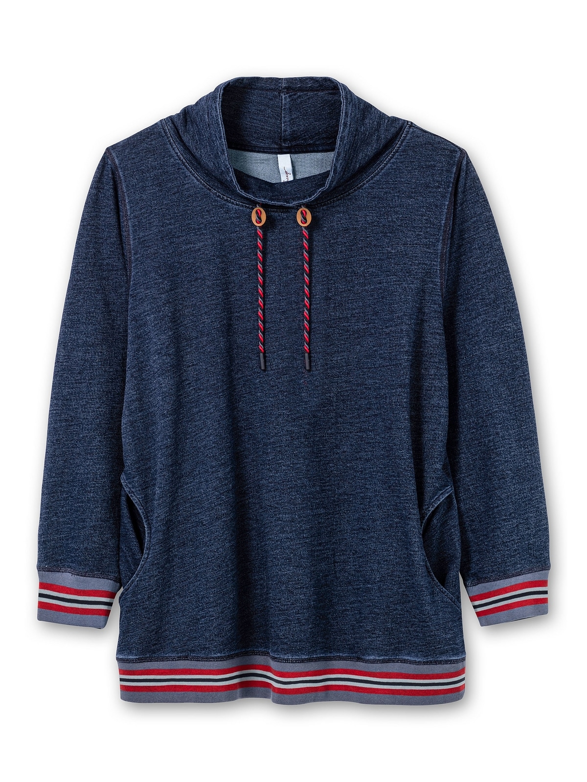 Sheego Sweatshirt »Große Größen«, in Denim-Optik, mit Streifenbündchen